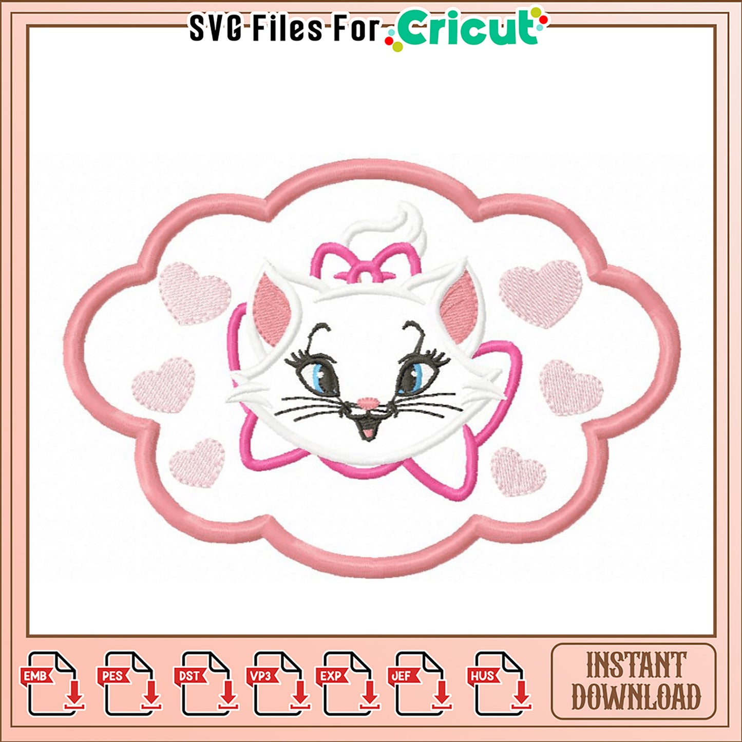 Cute Cat Embroidery Design for Craft Projects Download