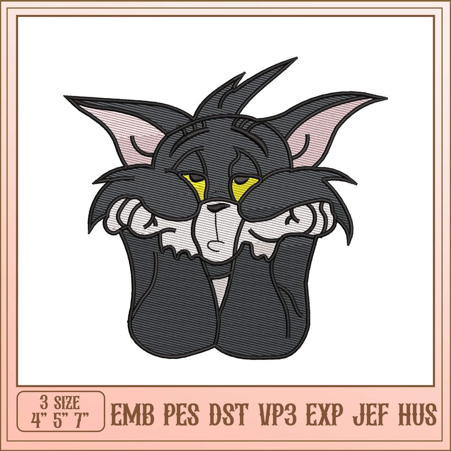 Cute Cat Embroidery Design for Machine Embroidery Projects
