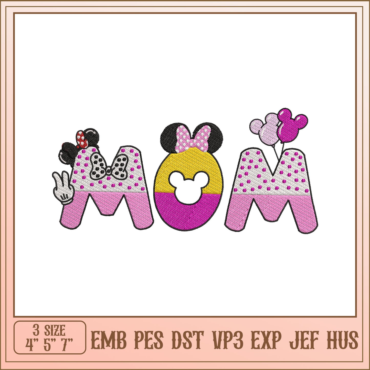 Cute Disney Mom Embroidery Design for Personalized Gifts