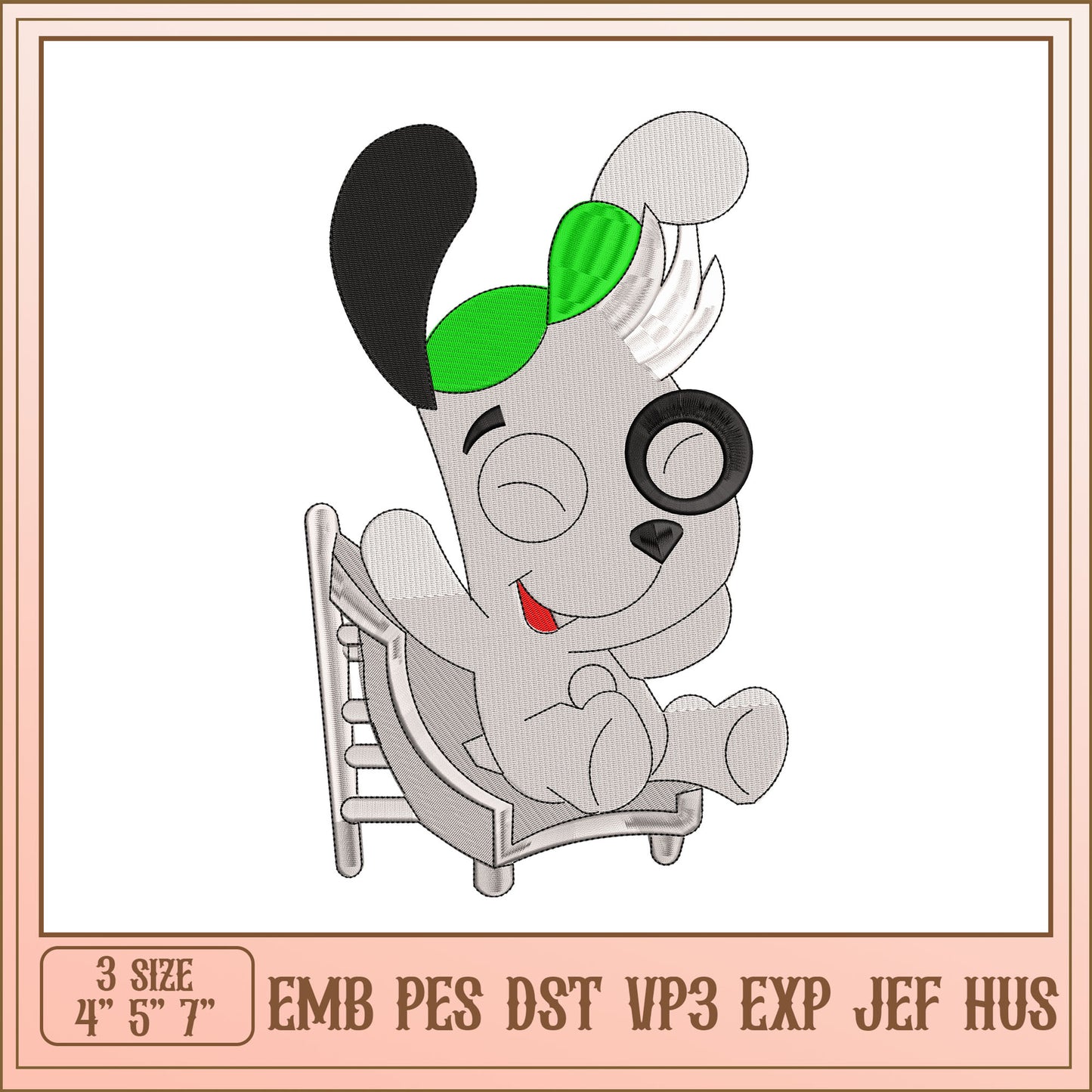Cute Dog Embroidery Design 3 Sizes EMB PES DST
