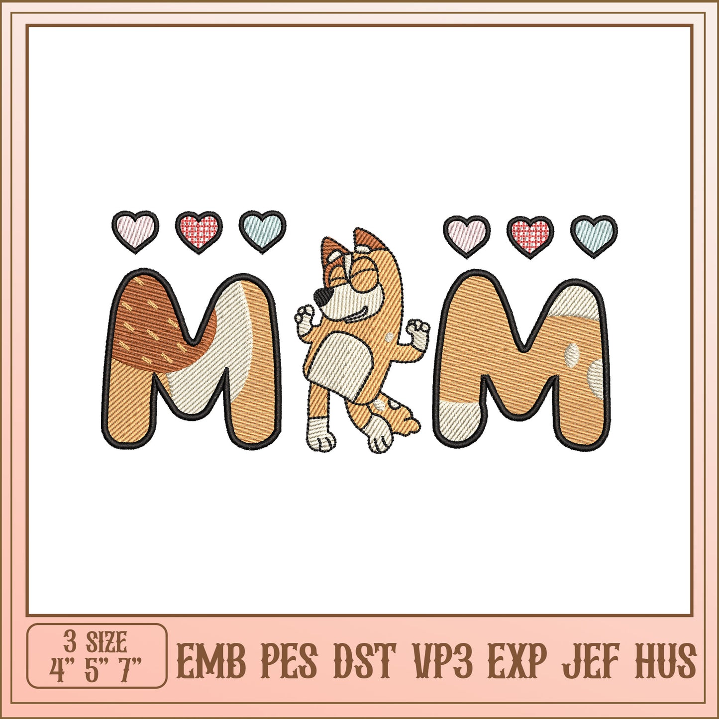 Cute Dog Mom Embroidery Design File for Personal Projects
