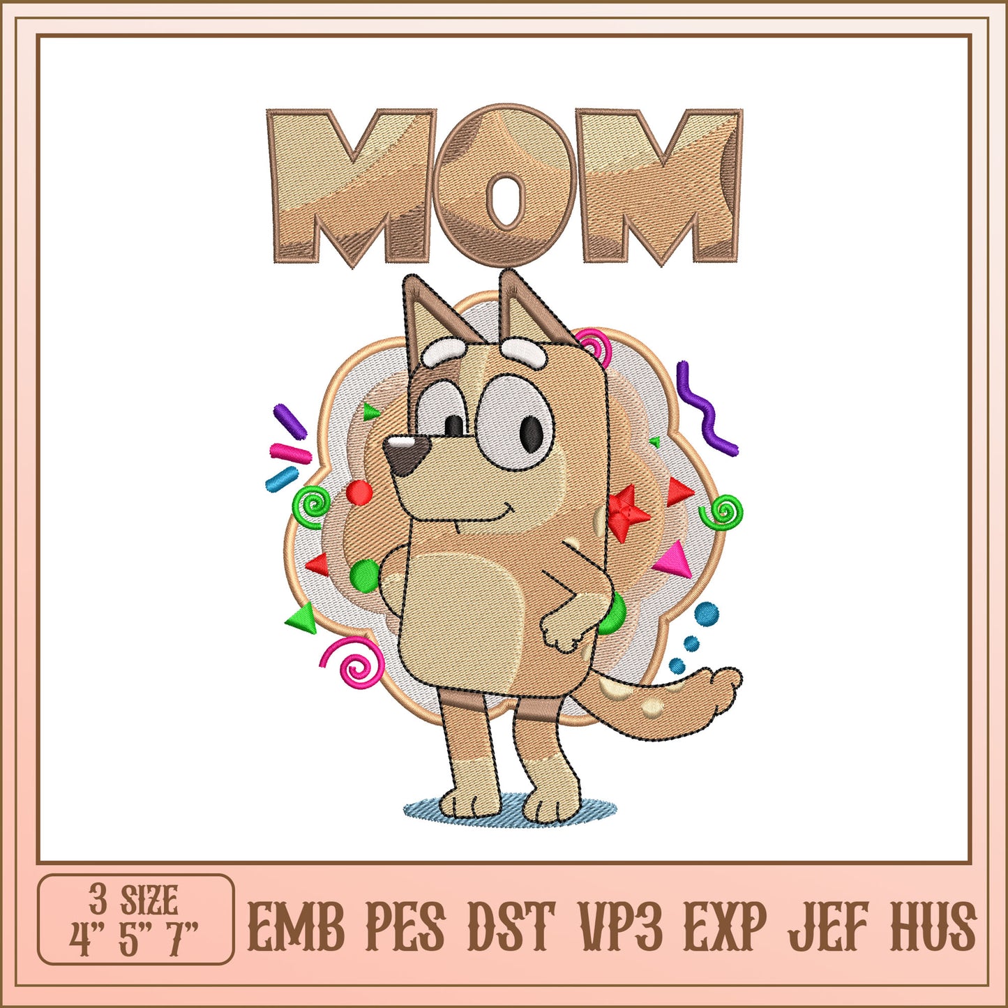 Cute Dog Mom Embroidery Design for DIY Projects 4 to 7 Inches