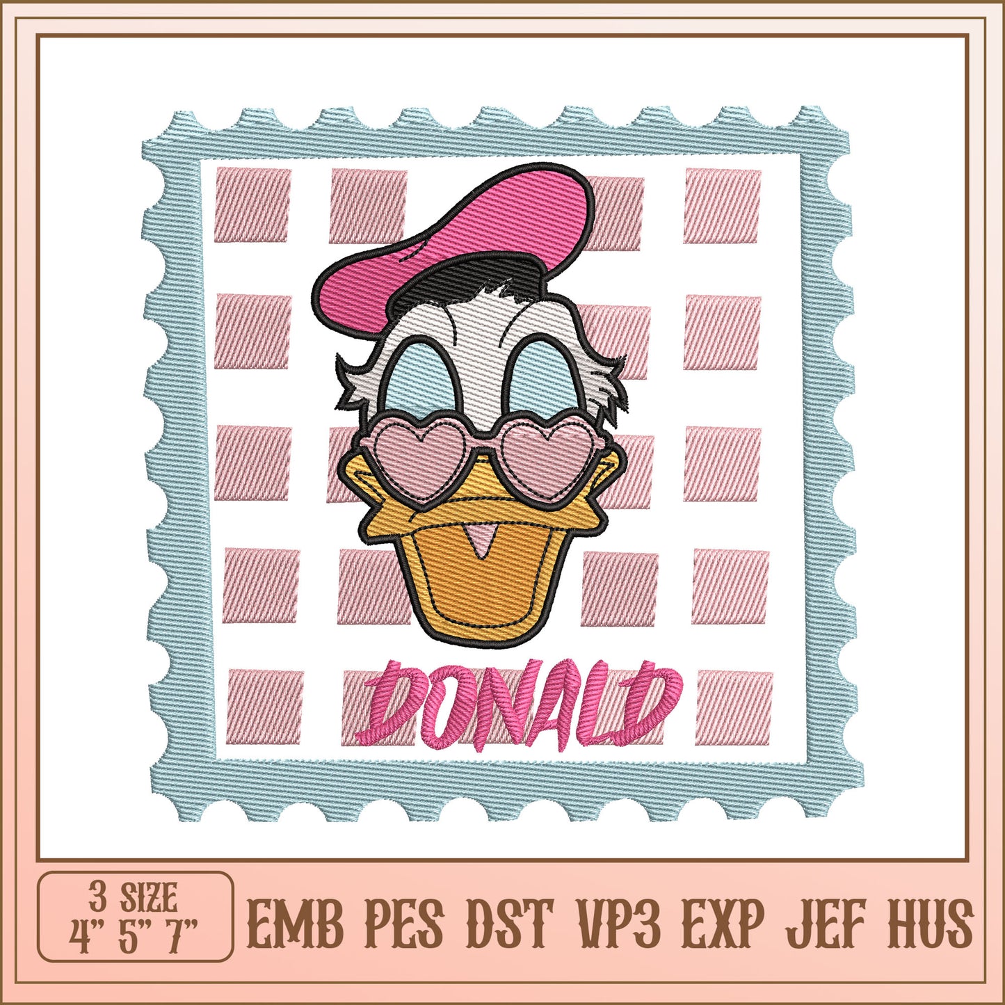 Cute Donald Duck Embroidery Design for Unique Projects 4x5 7x7