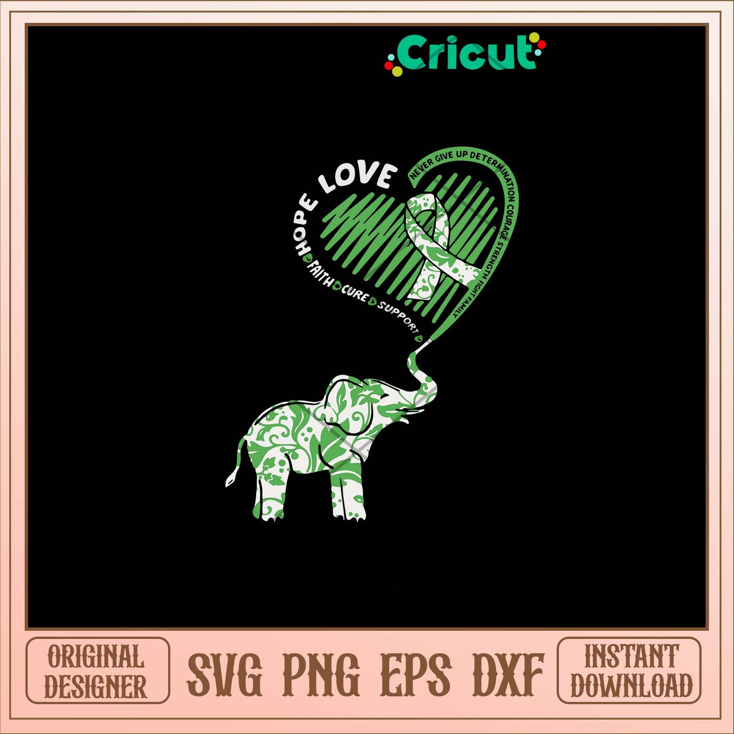 Cute Elephant With Heart Kidney Disease Awareness Svg-Svgfilesforcricut