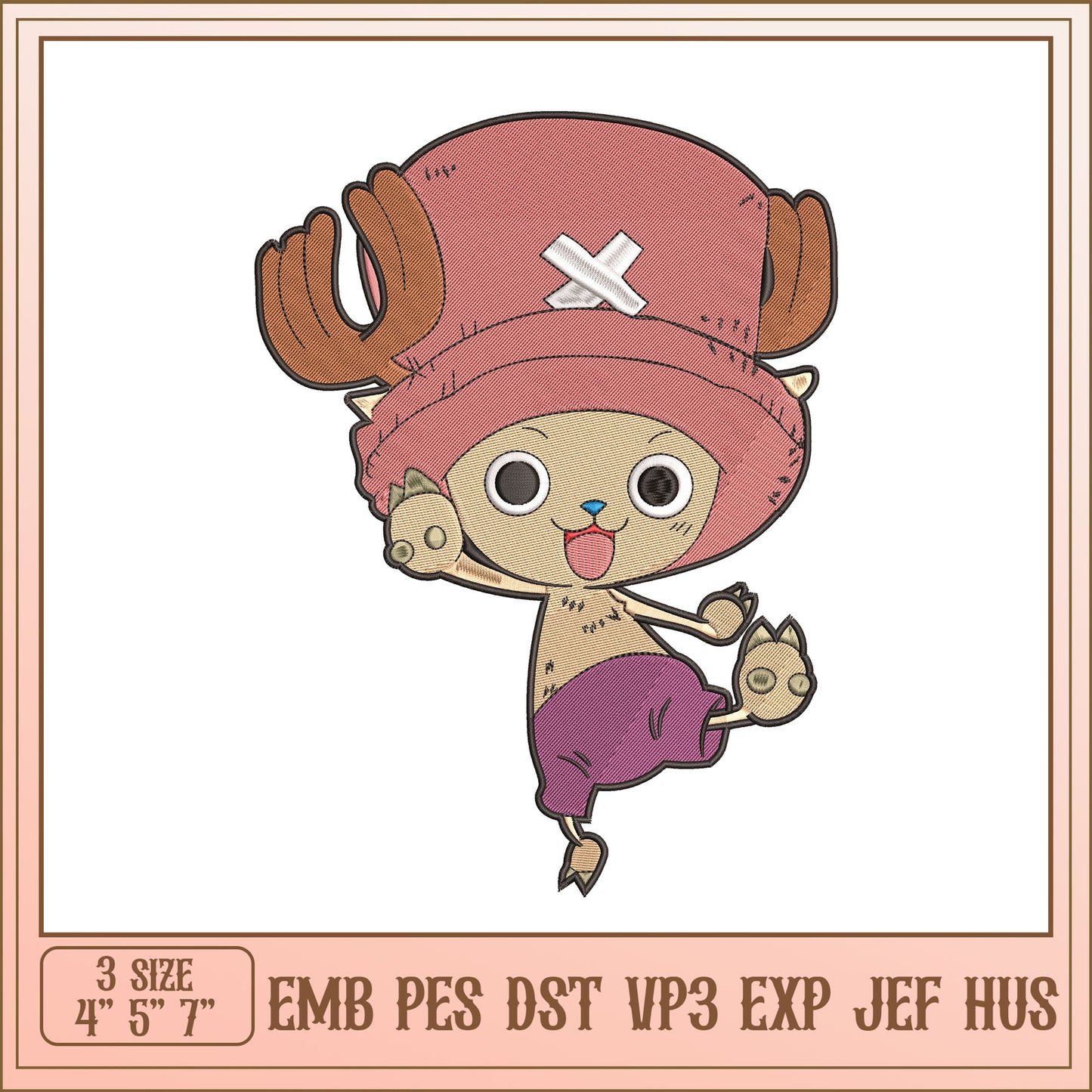 Cute Embroidery Design for Kids Chopper 3 Sizes Available
