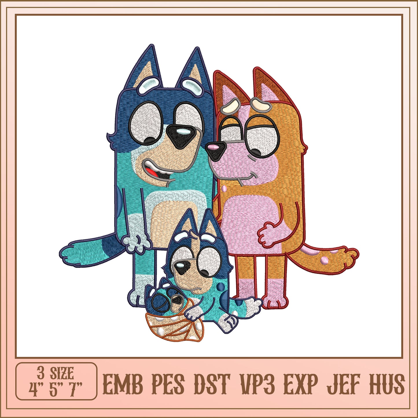 Cute Family Dog Embroidery Design for Kids Crafting Fun