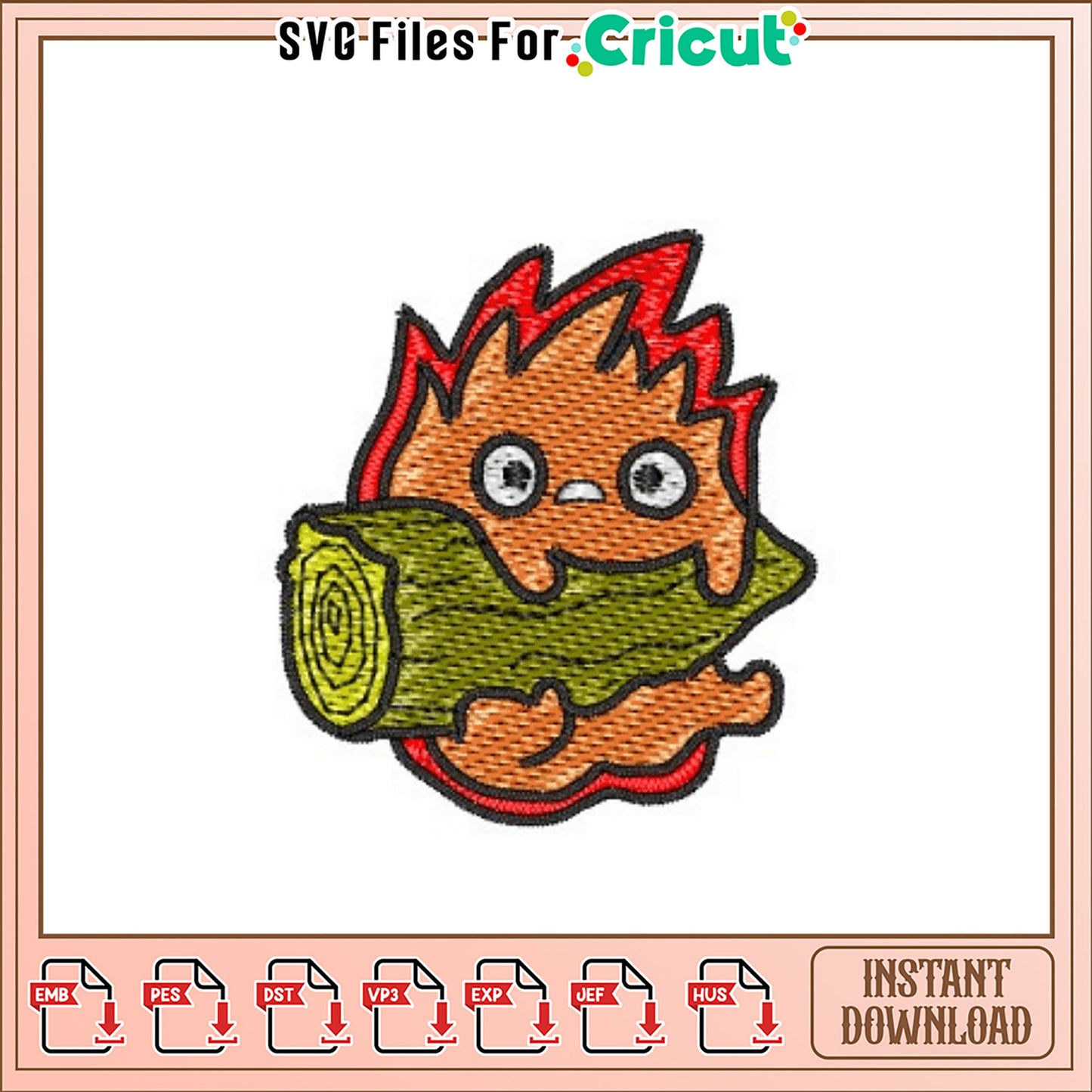 Cute Fire Creature Embroidery Design Downloadable File