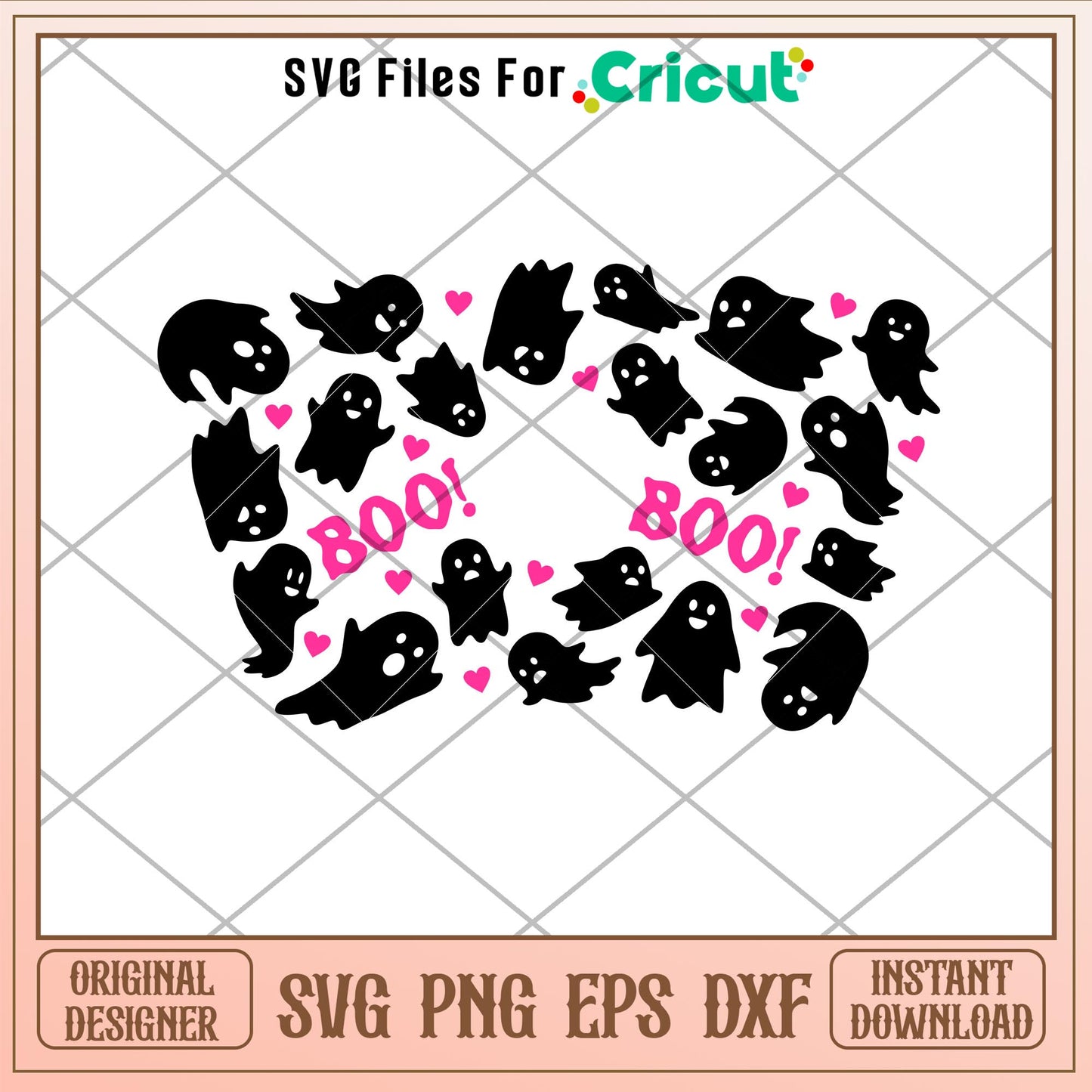 Cute Ghost Full Wrap, Cute Ghost Starbucks Full Wrap Svg