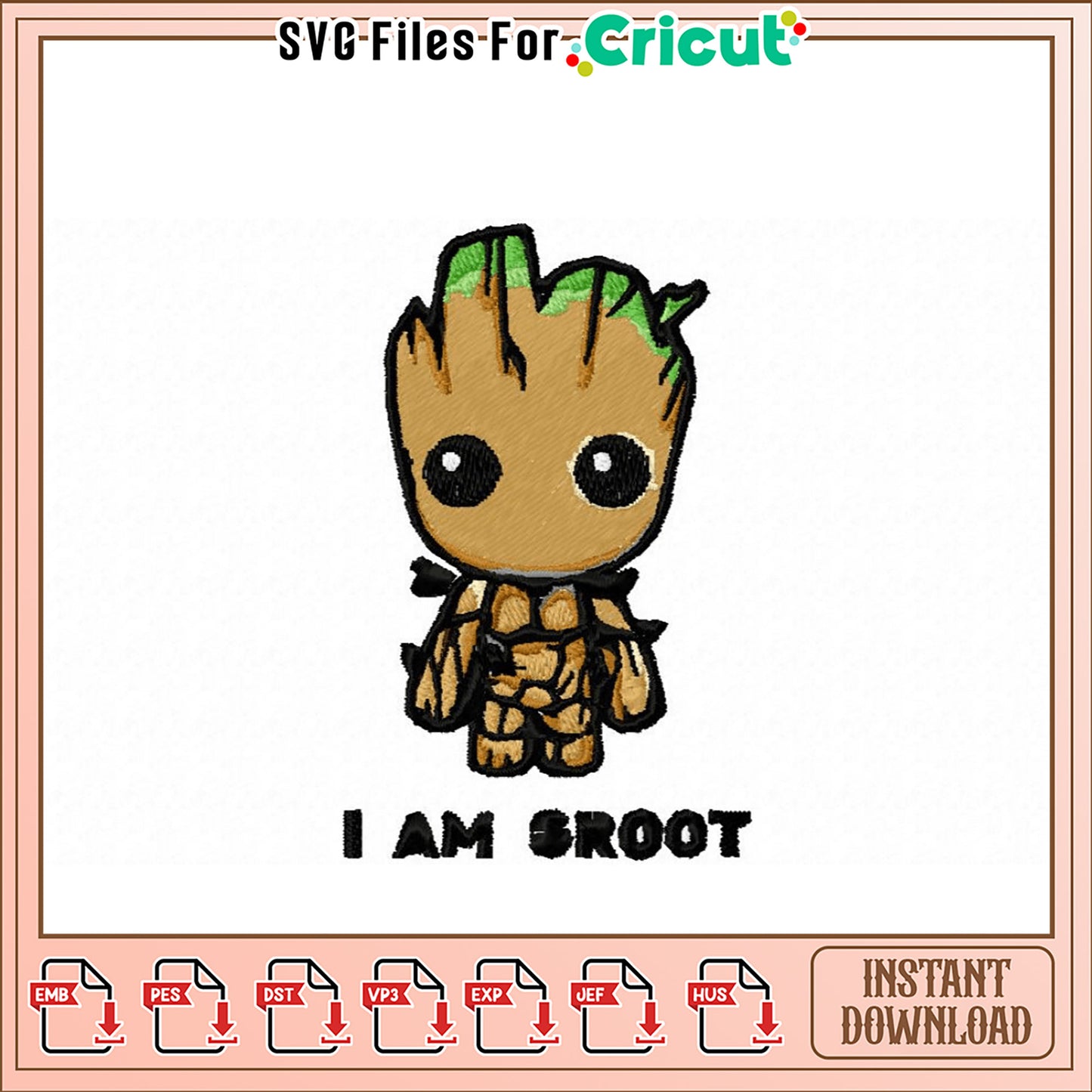 Cute Groot Embroidery Design for Instant Download Craft