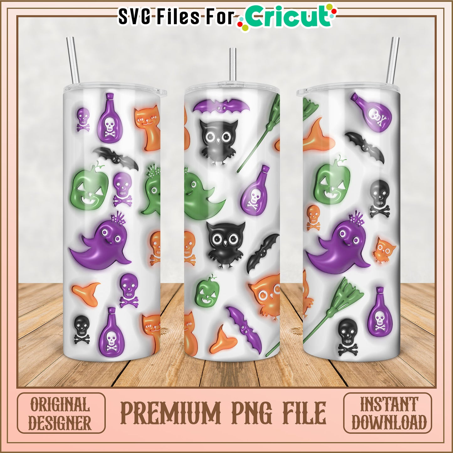 Cute Halloween Tumbler PNG File for Cricut Crafting Projects
