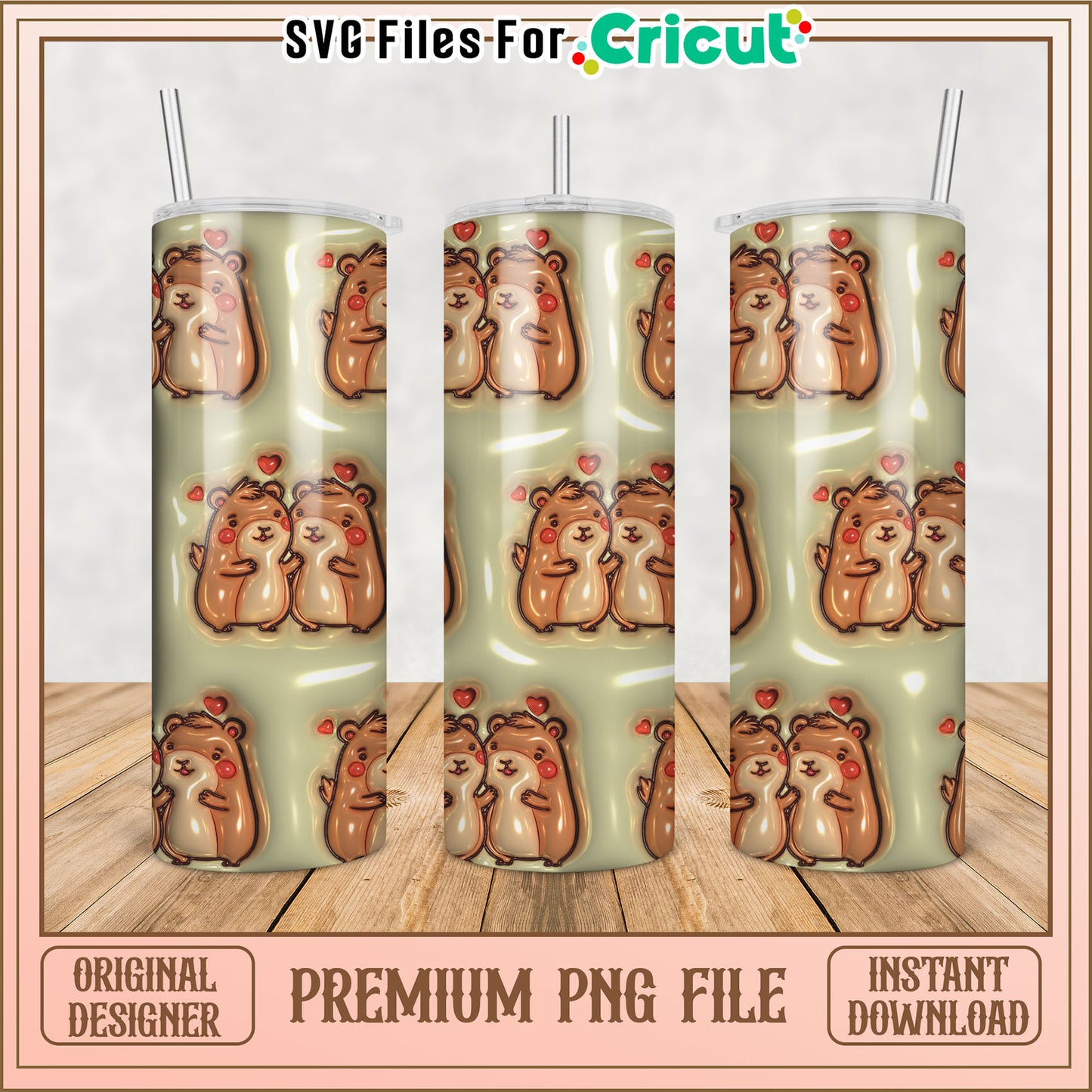 Cute Hamster Tumbler PNG Design