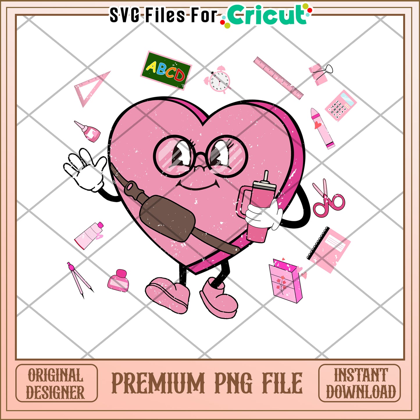 Cute Heart Back To School PNG
