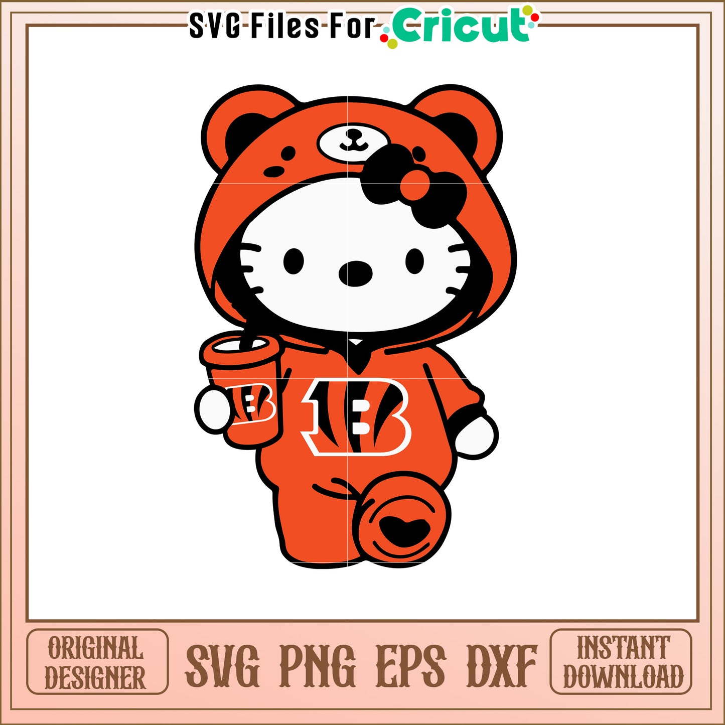 Cute Hello Kitty Bengals SVG Design for Fans