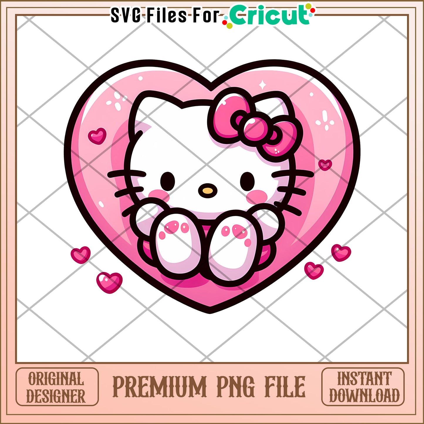 Cute Hello Kitty Heart PNG Design for Crafts and Decor
