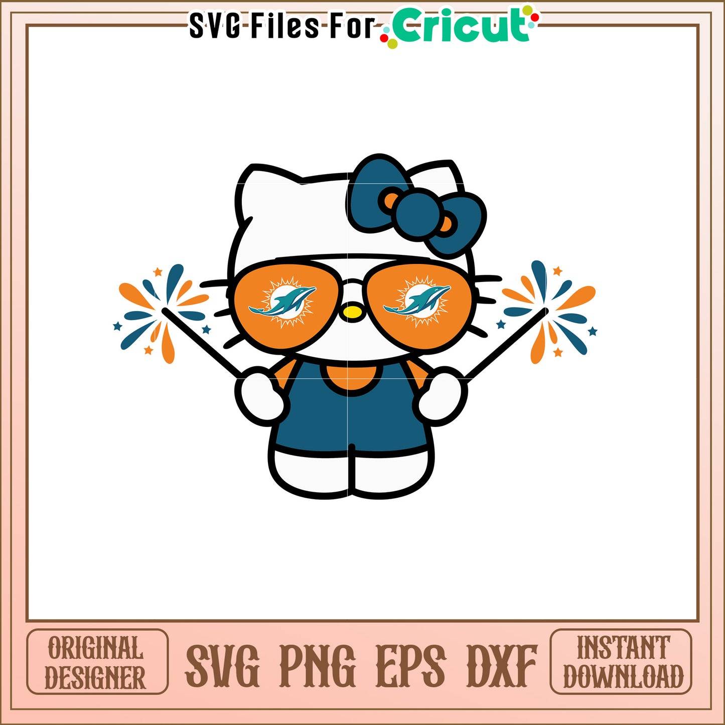 Cute Hello Kitty Miami Dolphins SVG Design for Fans