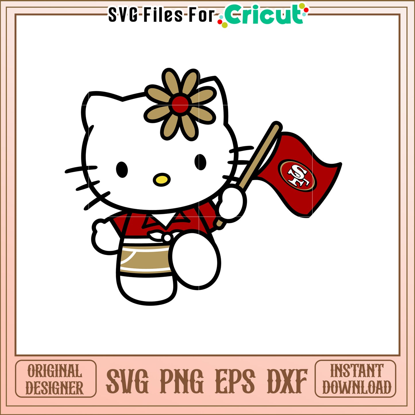 Cute Hello Kitty SVG Design with San Francisco Flag