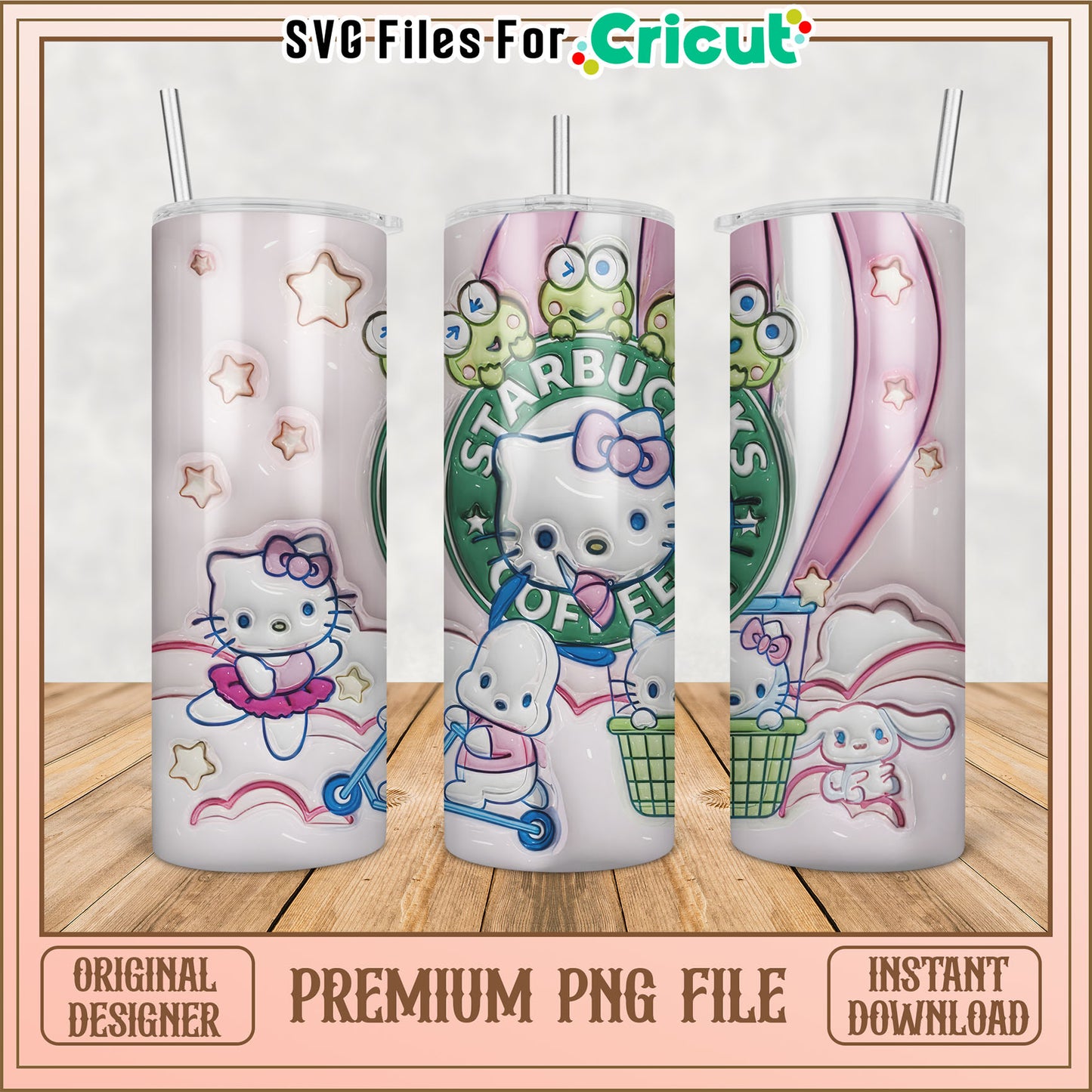 Cute Hello Kitty Tumbler PNG Design for Cricut Projects Download