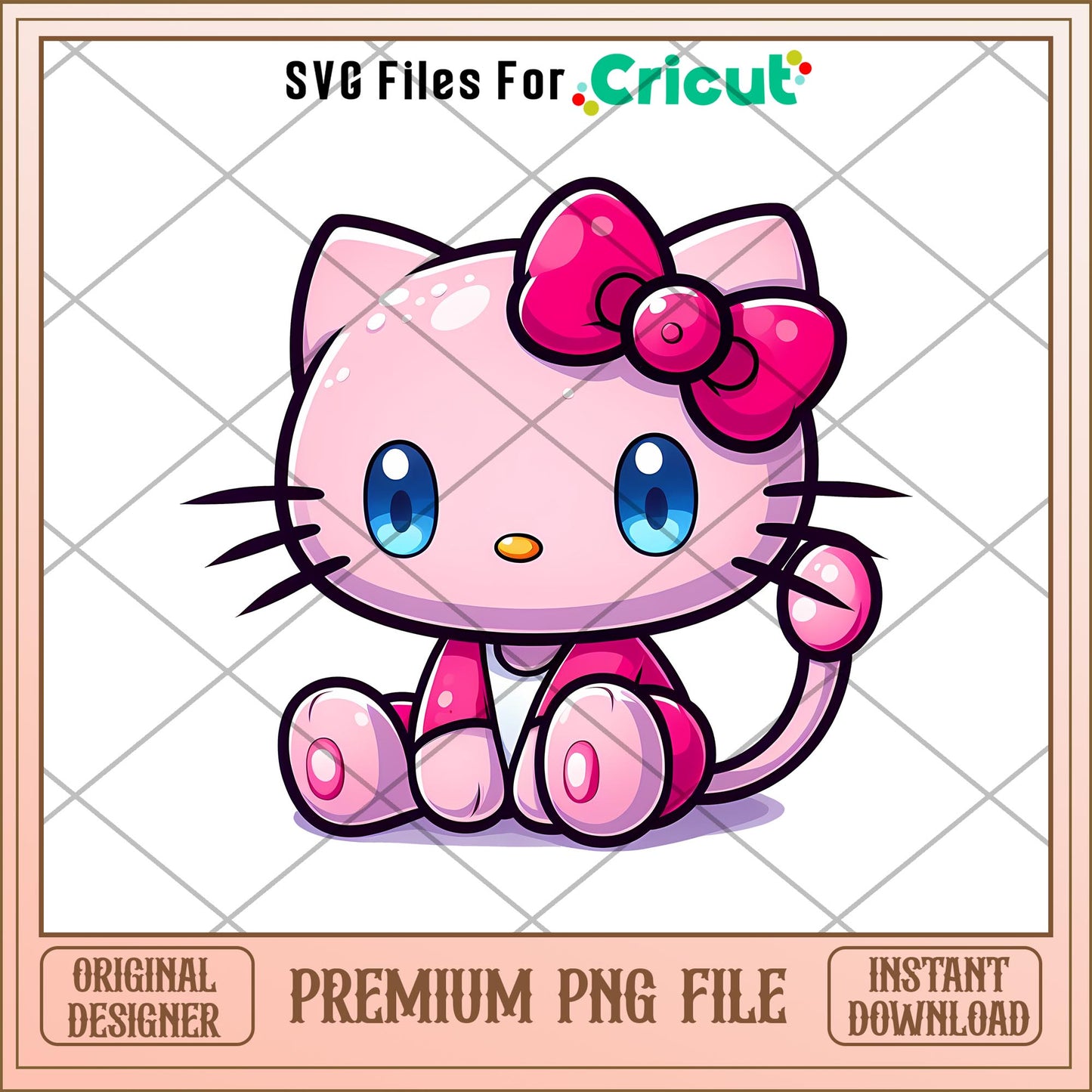 Cute Hello Kitty pink png, Hello Kitty png, digital dowload