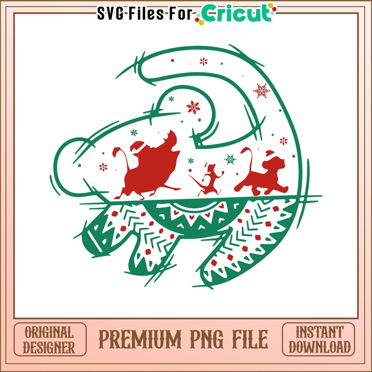 Cute Holiday Animal PNG Design, Perfect for Cricut Projects