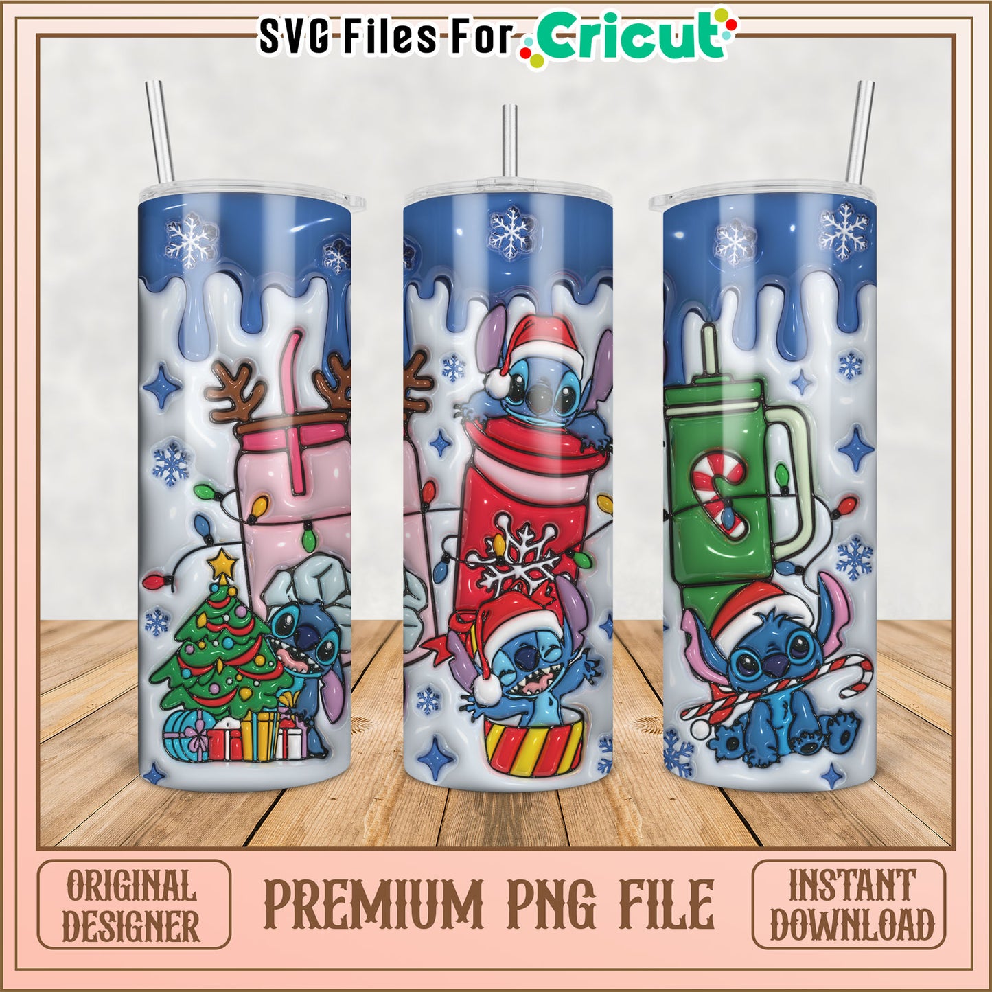Cute Holiday Tumbler Clipart PNG for Cricut Instant Download