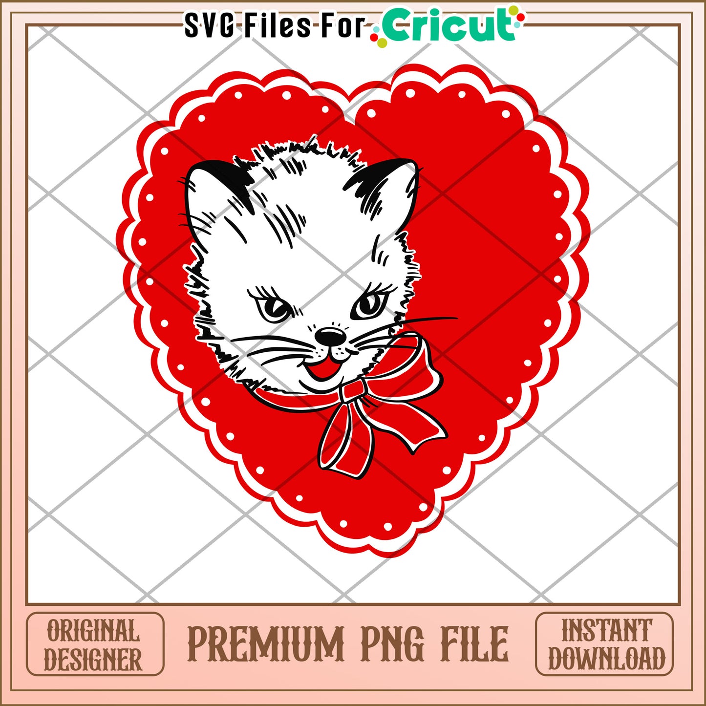 Cute Kitten Valentine PNG Cricut File