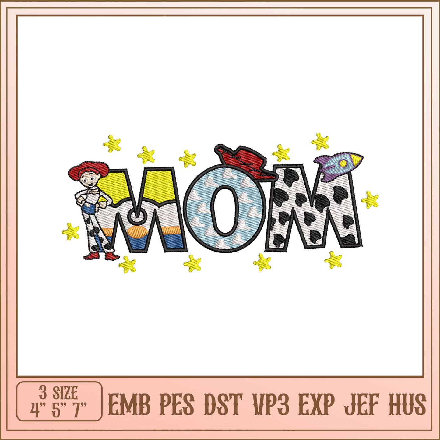 Cute MOM Embroidery Design for Special Occasions Sizes 4 5 7