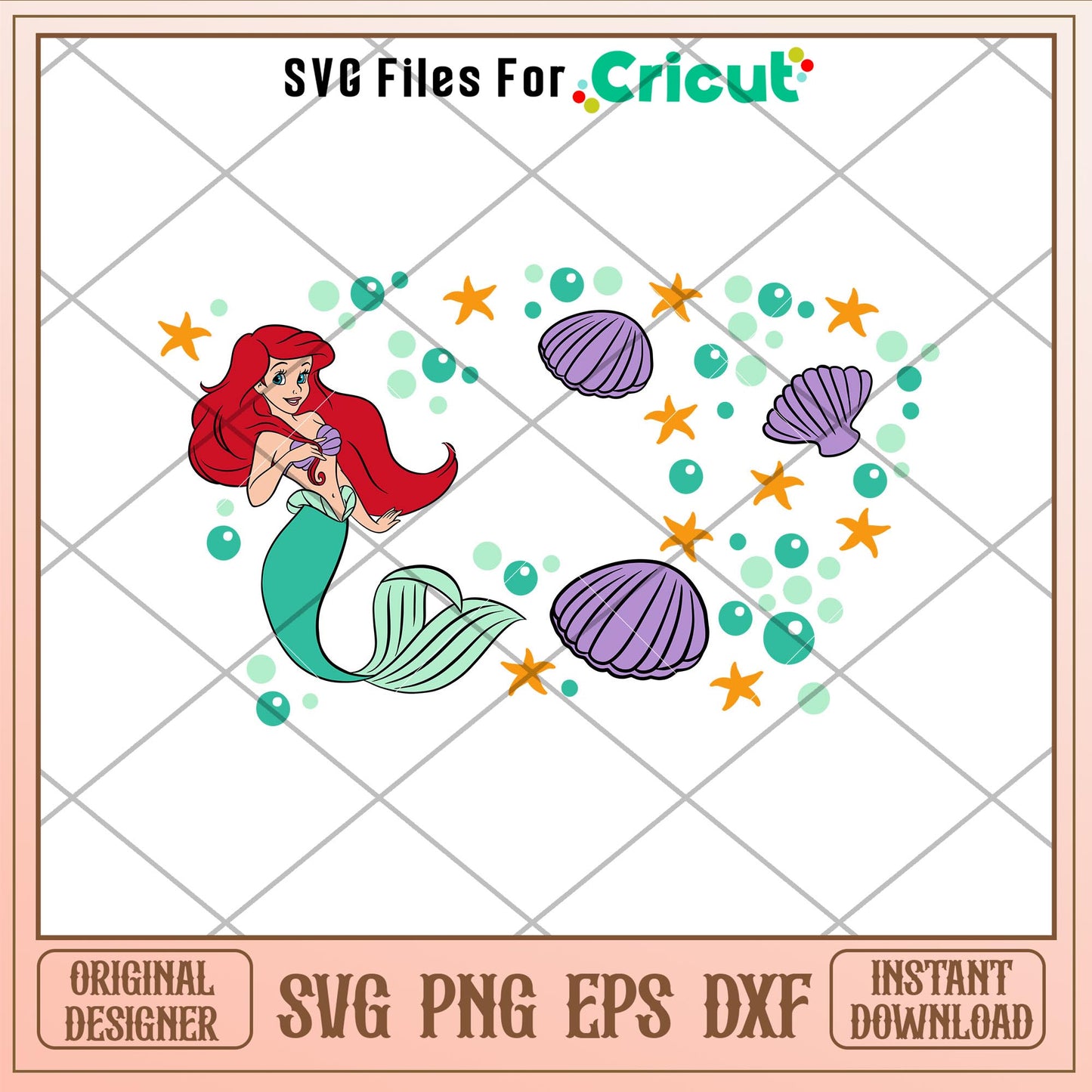 Cute Mermaid Full Wrap, Cute Little Mermaid Full Wrap Svg