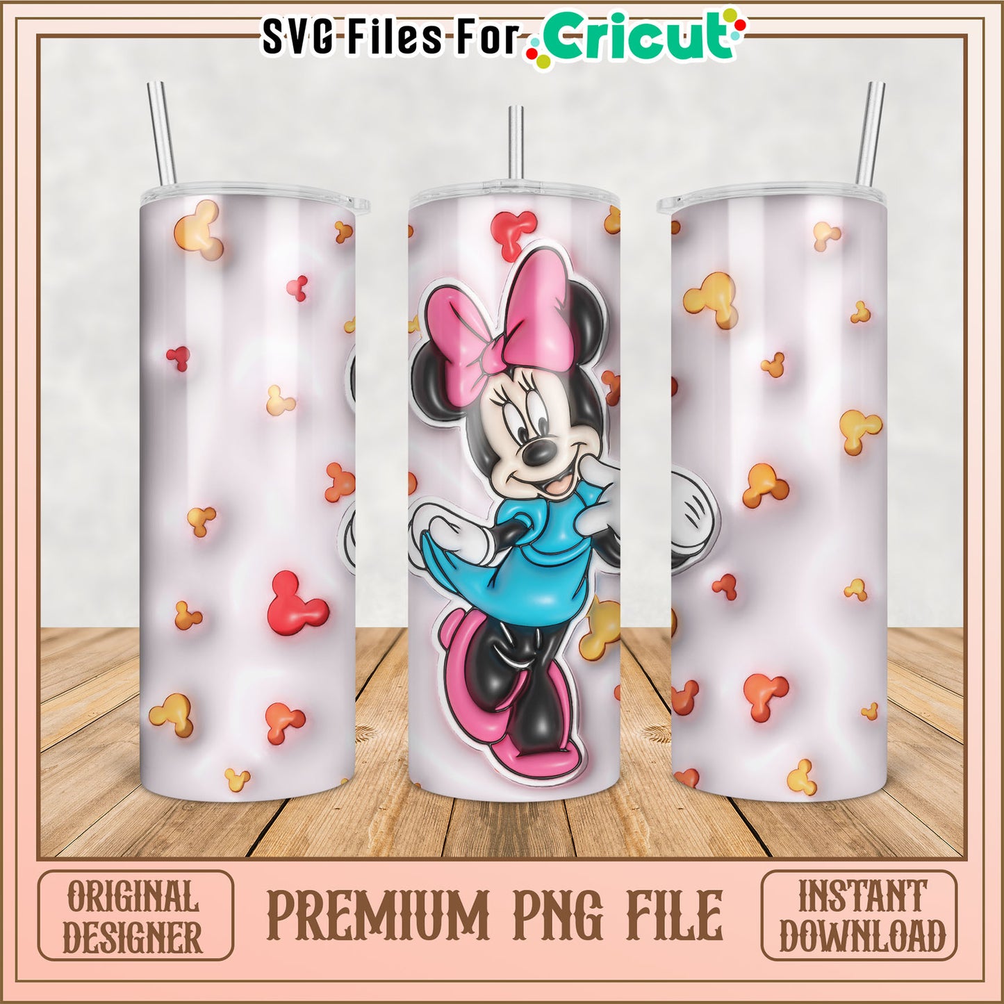 Cute Minnie Mouse Tumbler PNG for Cricut Crafting Projects