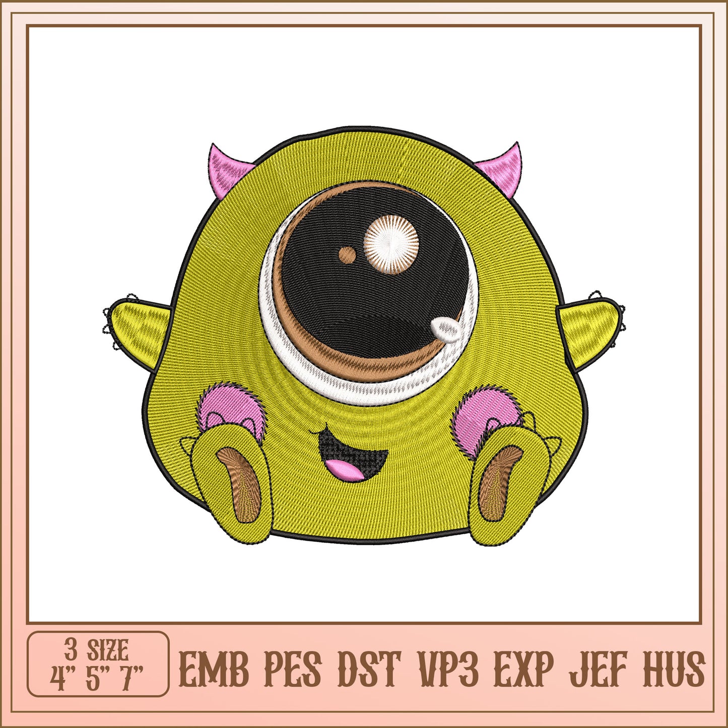 Cute Monster Embroidery Design