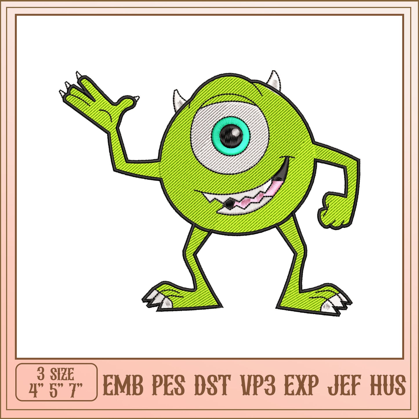 Cute Monster Emoji Embroidery Design for Kids Projects 4x5 7 Inch
