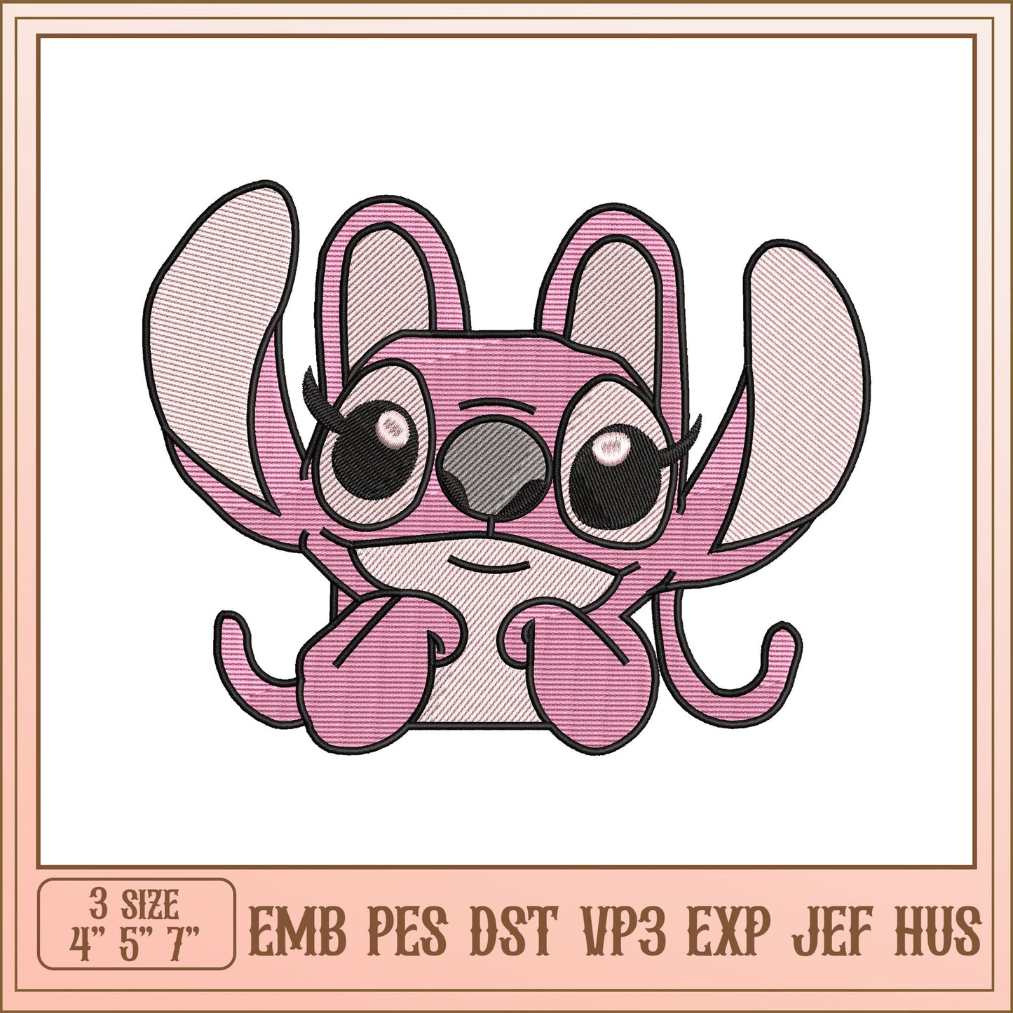 Cute Pink Cartoon Animal Embroidery Design for All Sizes