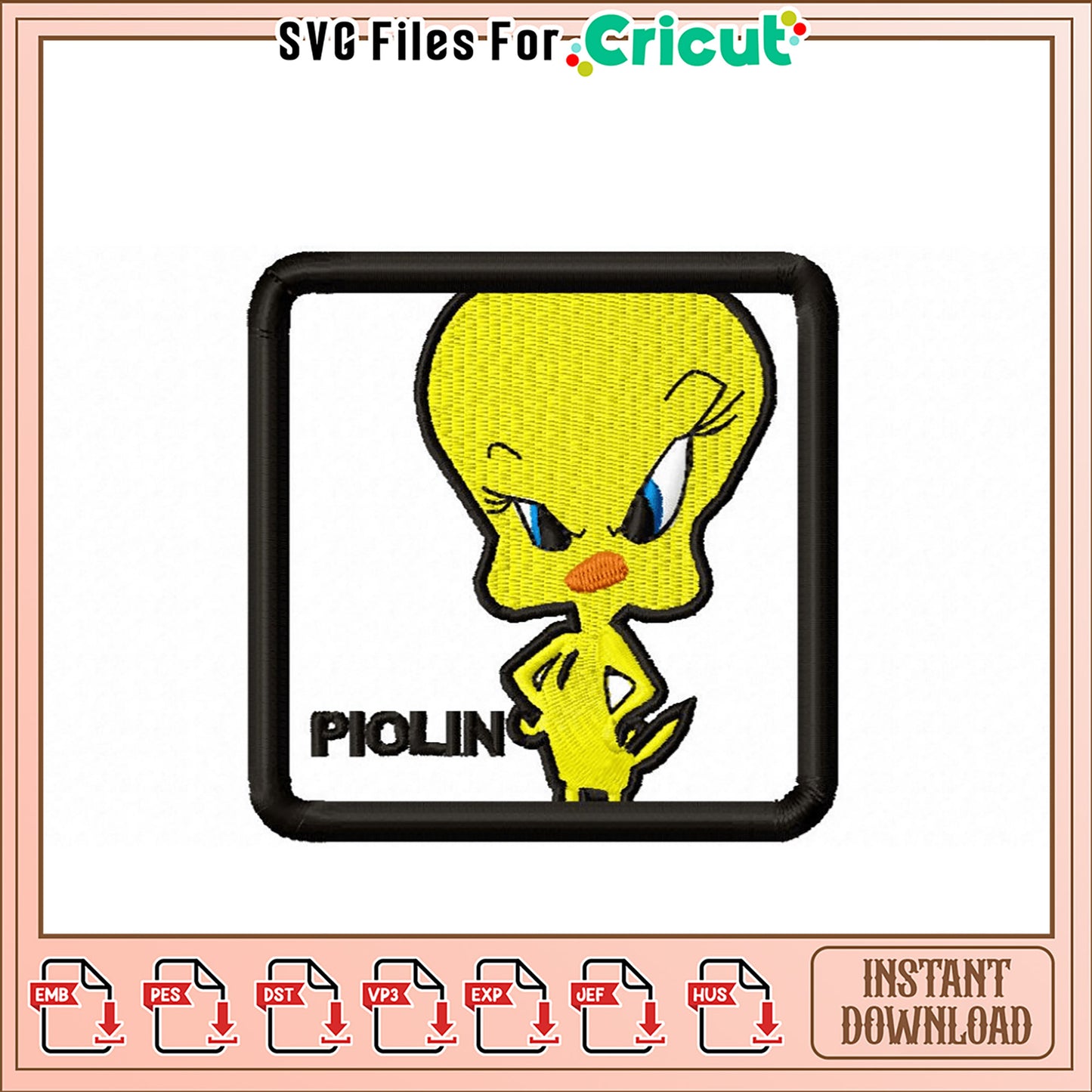 Cute Piolin Embroidery Design for Creative Projects