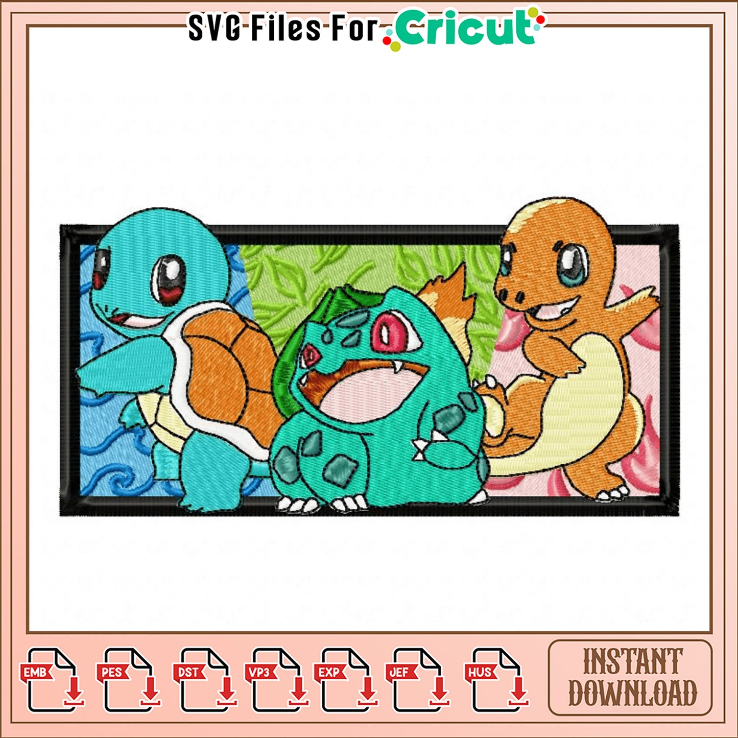 Cute Pokemon Embroidery Design for Instant Download