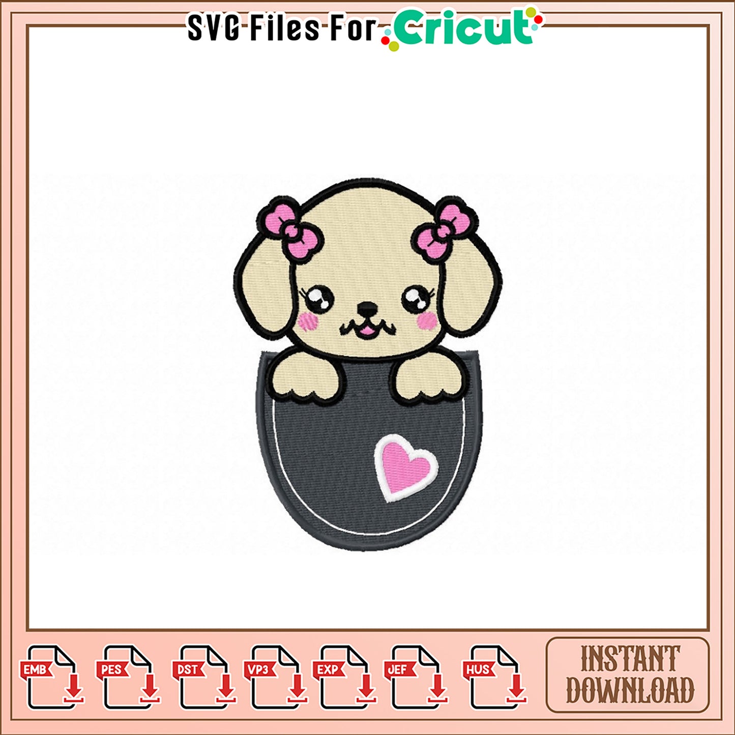 Cute Puppy Embroidery Design for Craft Projects Download