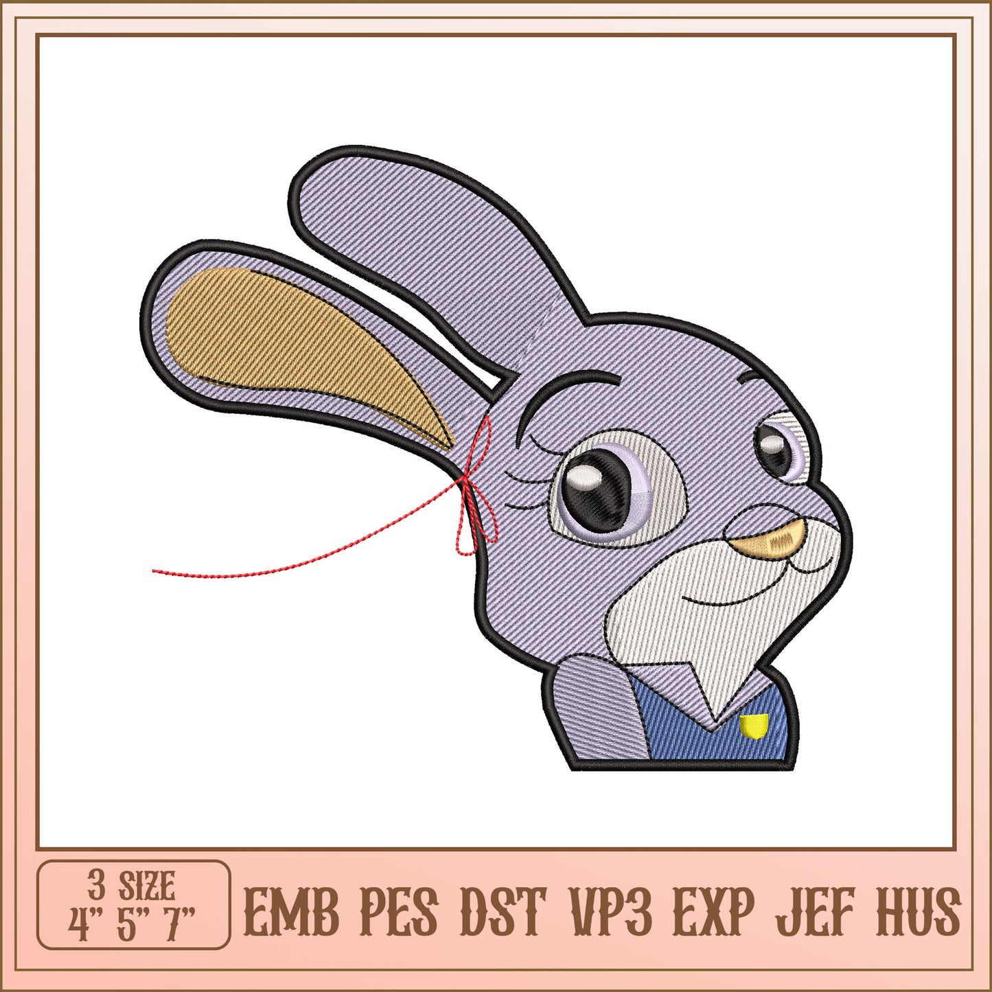 Cute Rabbit Embroidery Design for All Machine Formats Included