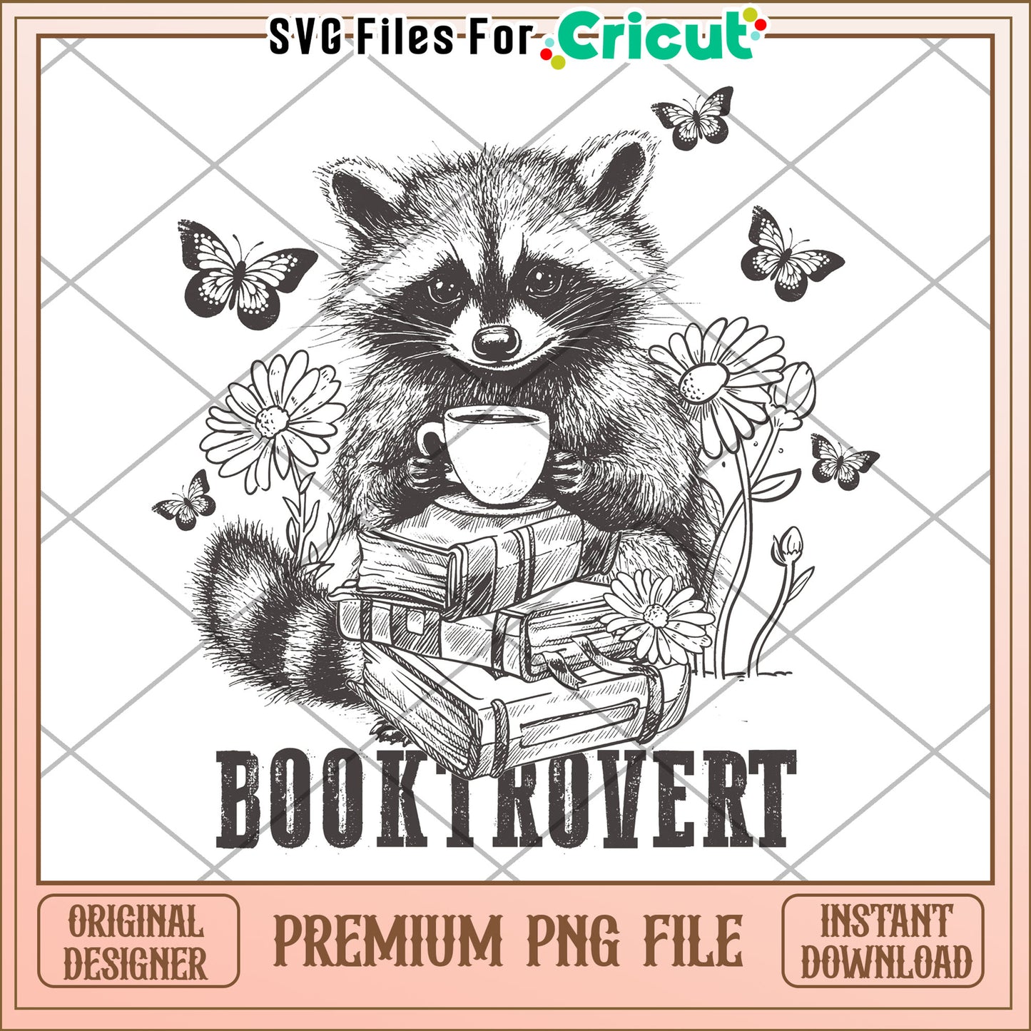 Cute Raccoon Bookworm PNG Illustration