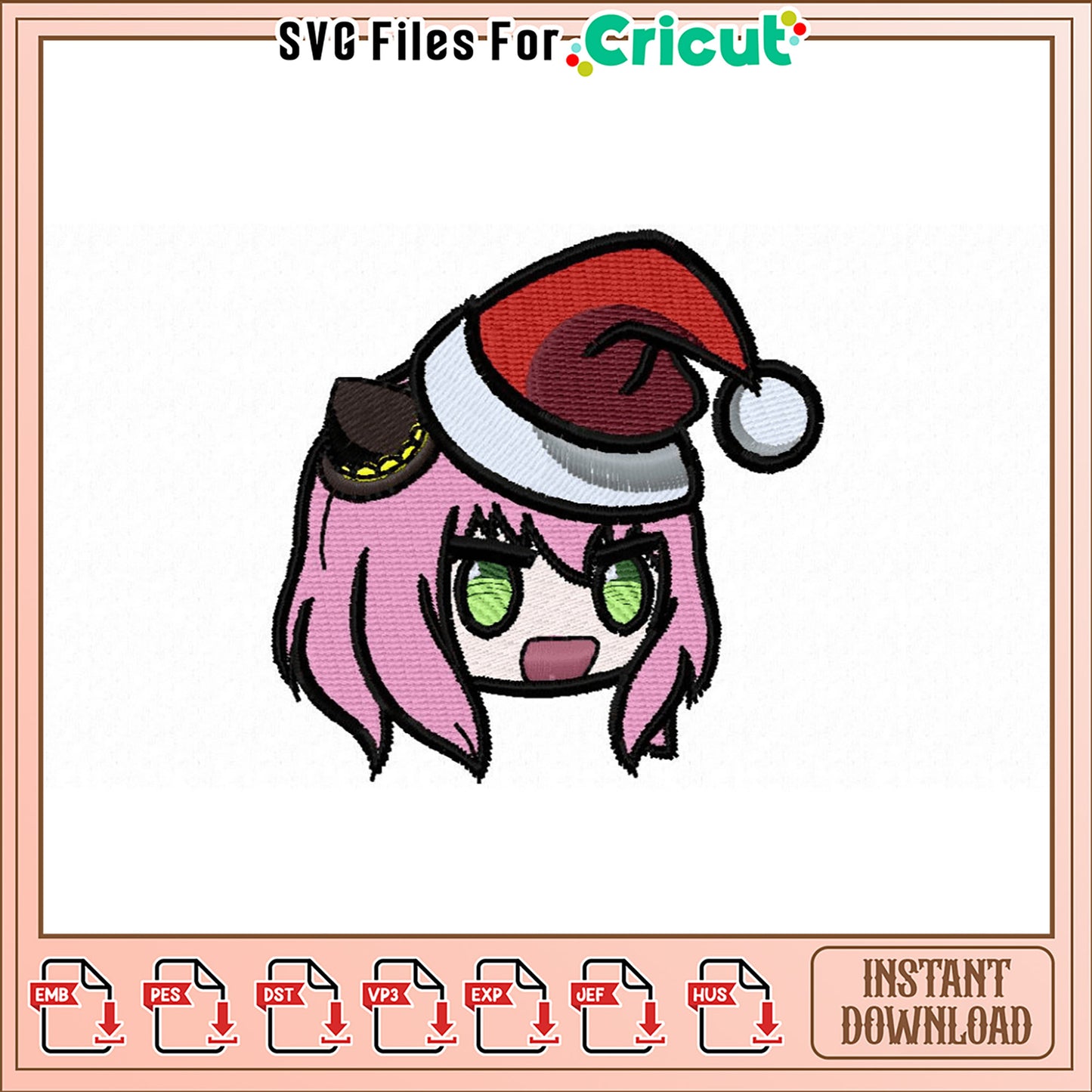 Cute Santa Hat Embroidery Design for Winter Crafts