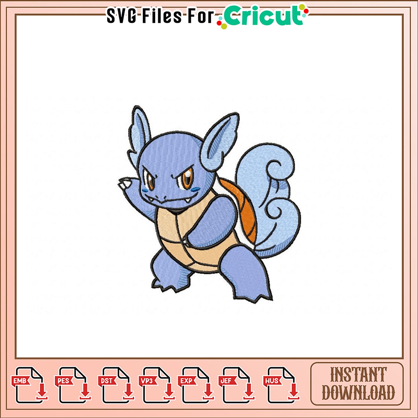 Cute Squirtle Embroidery Design Instant Download File
