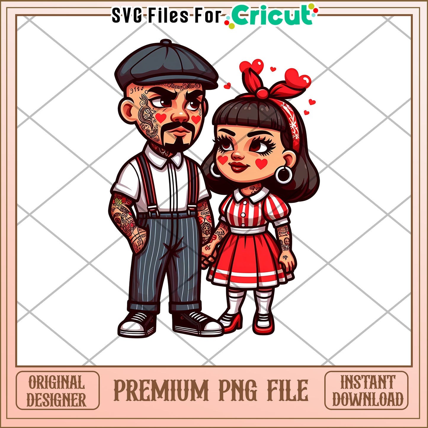 Cute Tattoo Couple PNG Cricut File
