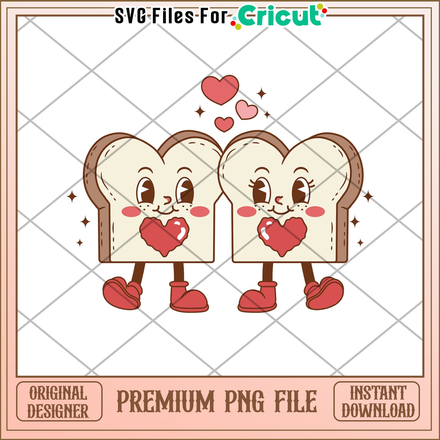 Cute Toast PNG Valentines Day Design