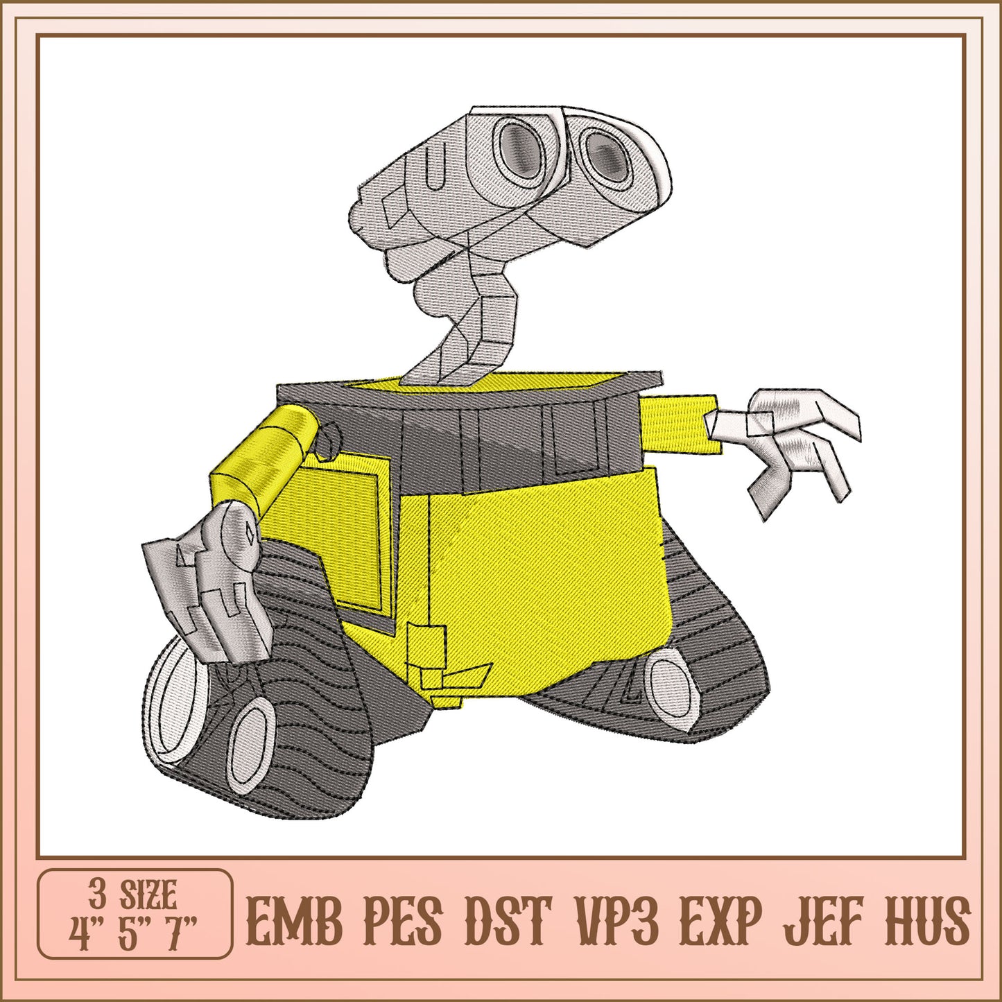 Cute Wall-E Embroidery Design For Unique Craft Projects