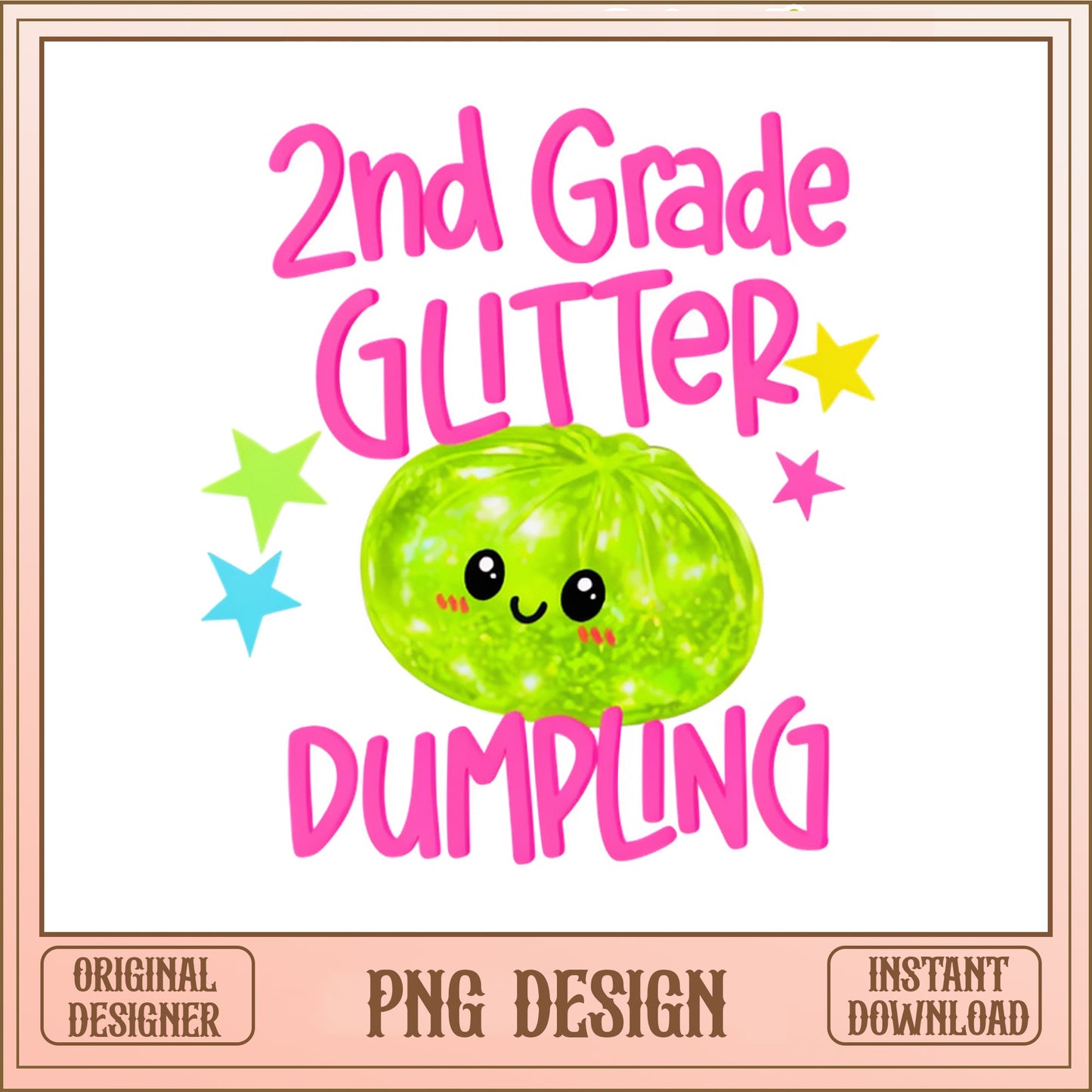 Cute Glitter Dumpling 2nd Grade PNG, Second Grade PNG, School PNG