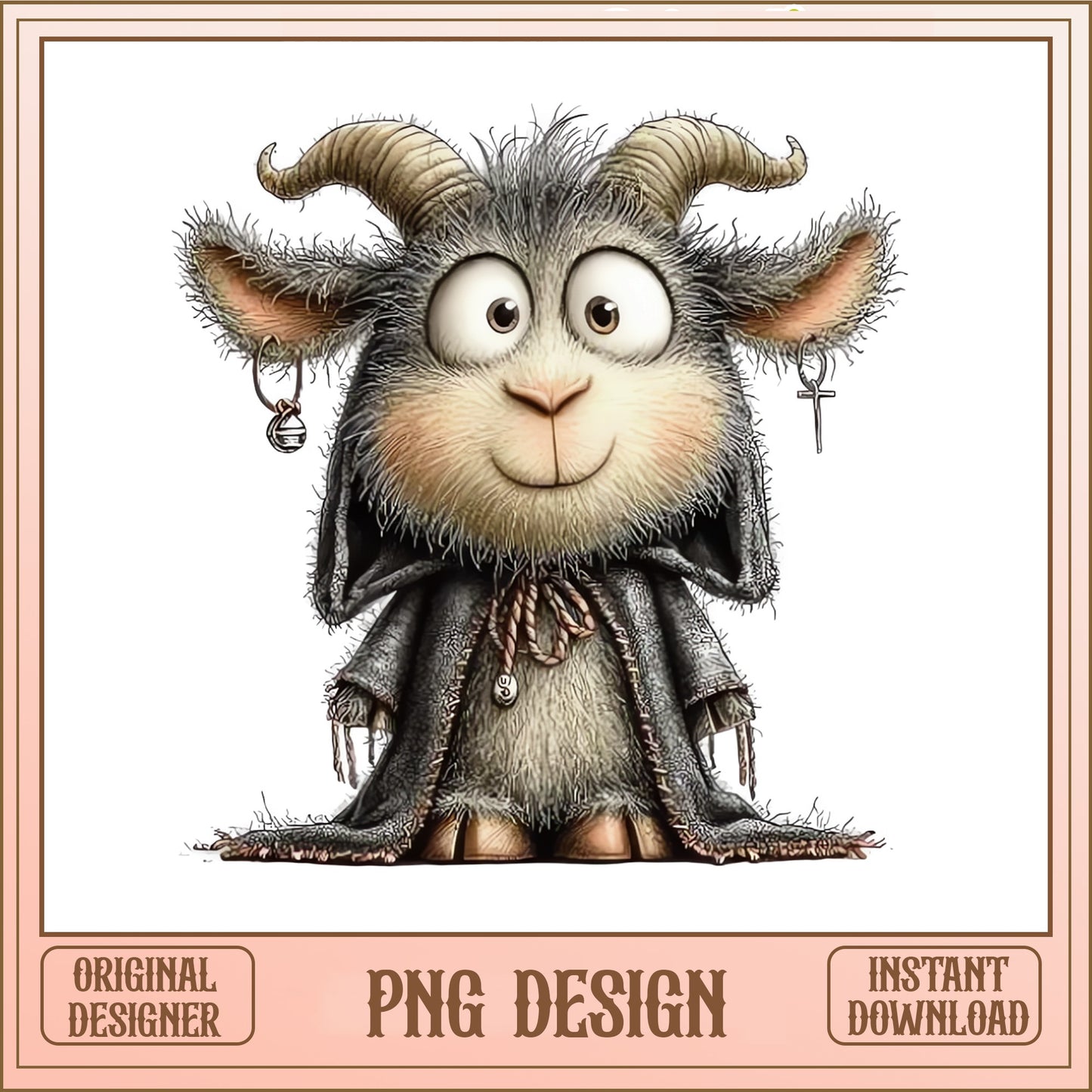 Cute Goat Clipart PNG, Funny Goat With Horns PNG, Goat PNG