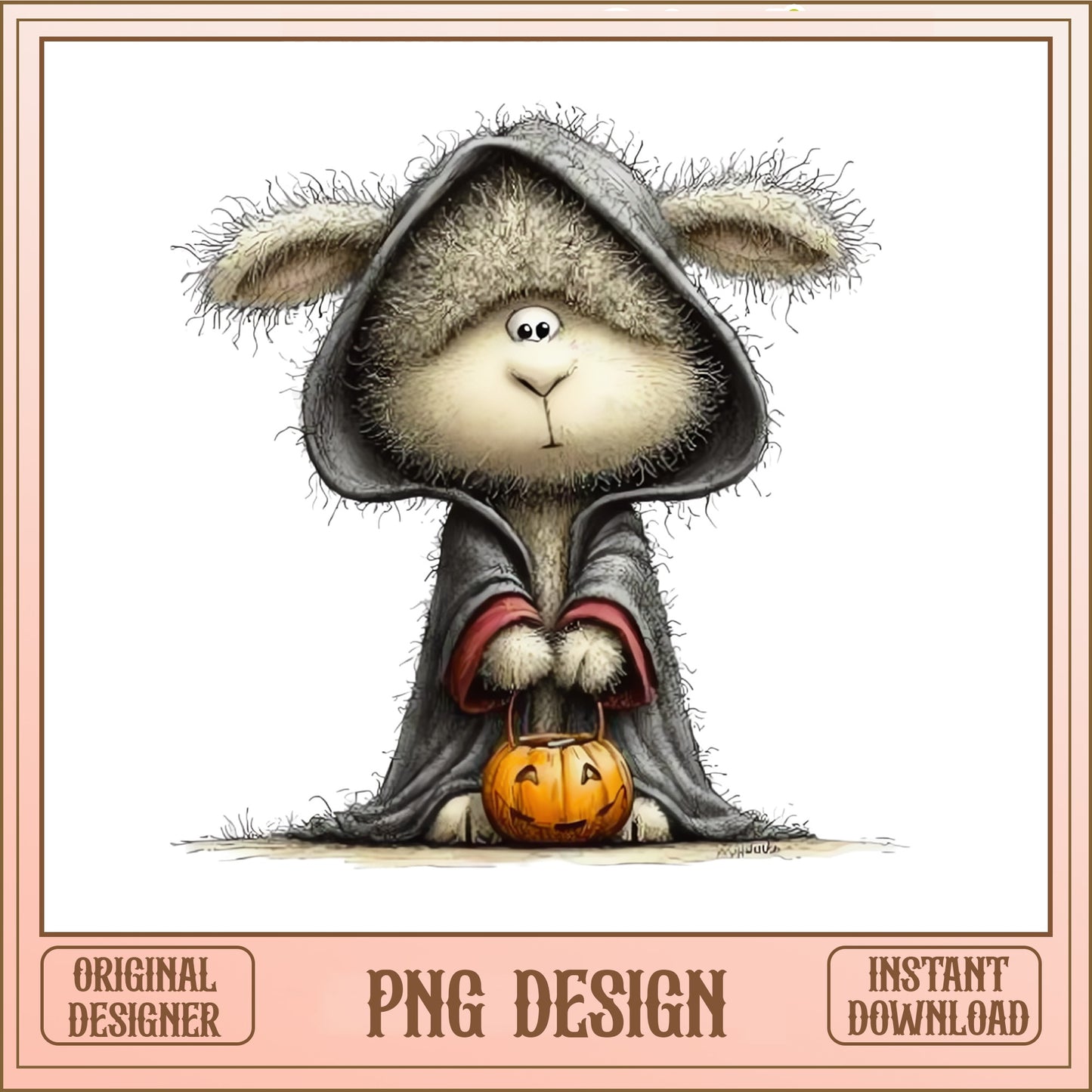 Cute Halloween Lamb PNG, Sheep Witch Costume Clipart, Halloween PNG