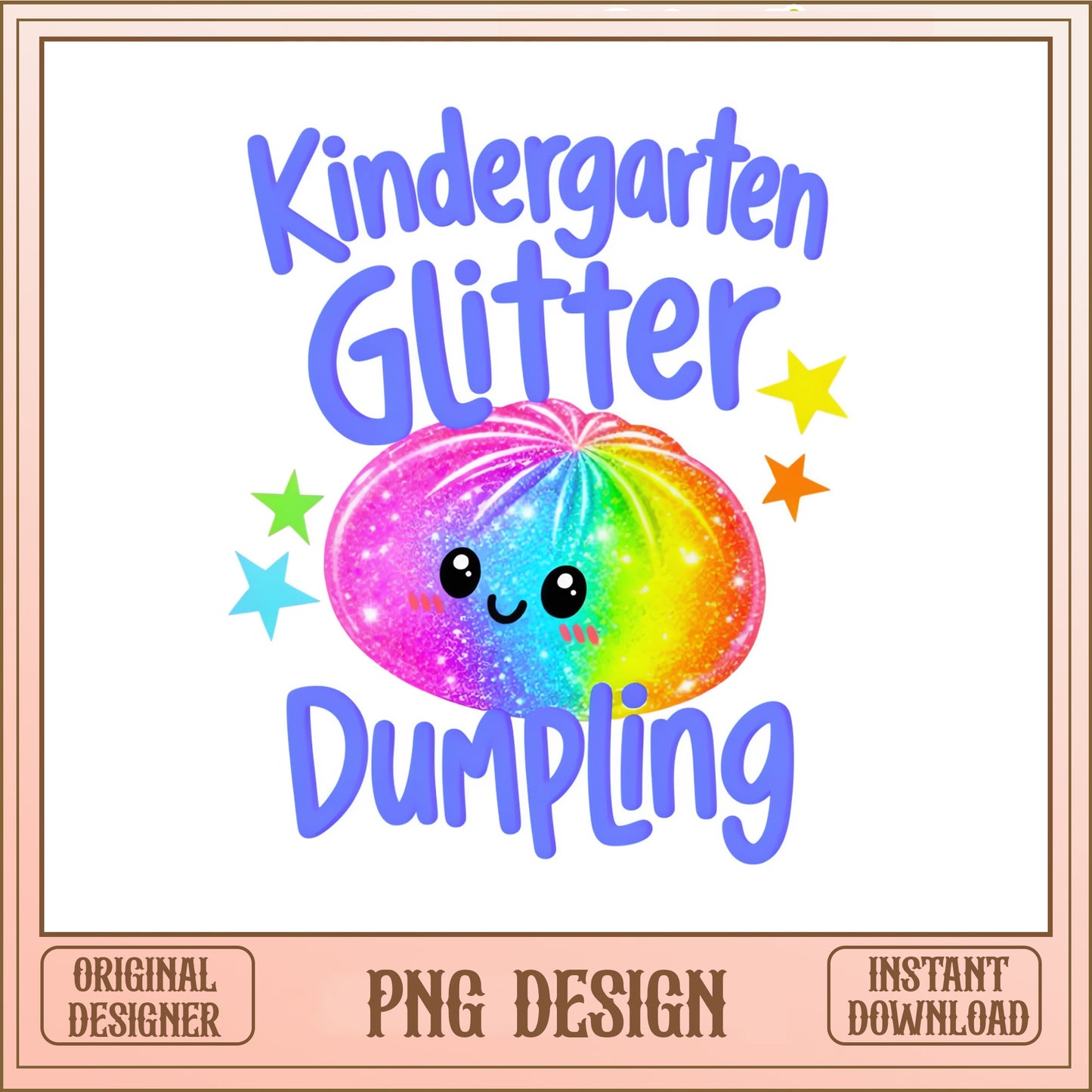 Cute Kindergarten Glitter Dumpling PNG, First Day Of School PNG, Kids PNG