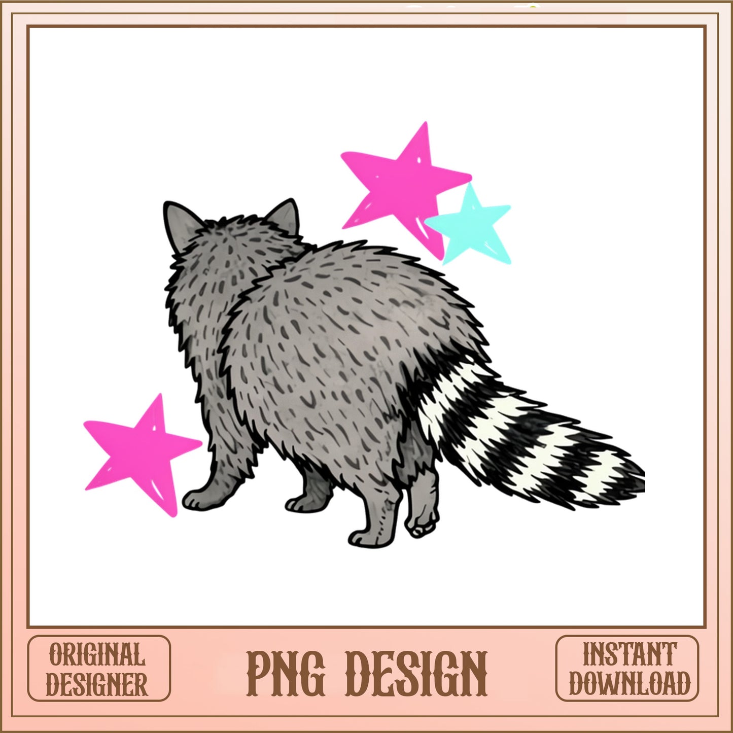Cute Raccoon With Stars PNG, Funny Raccoon Clipart, Animal PNG