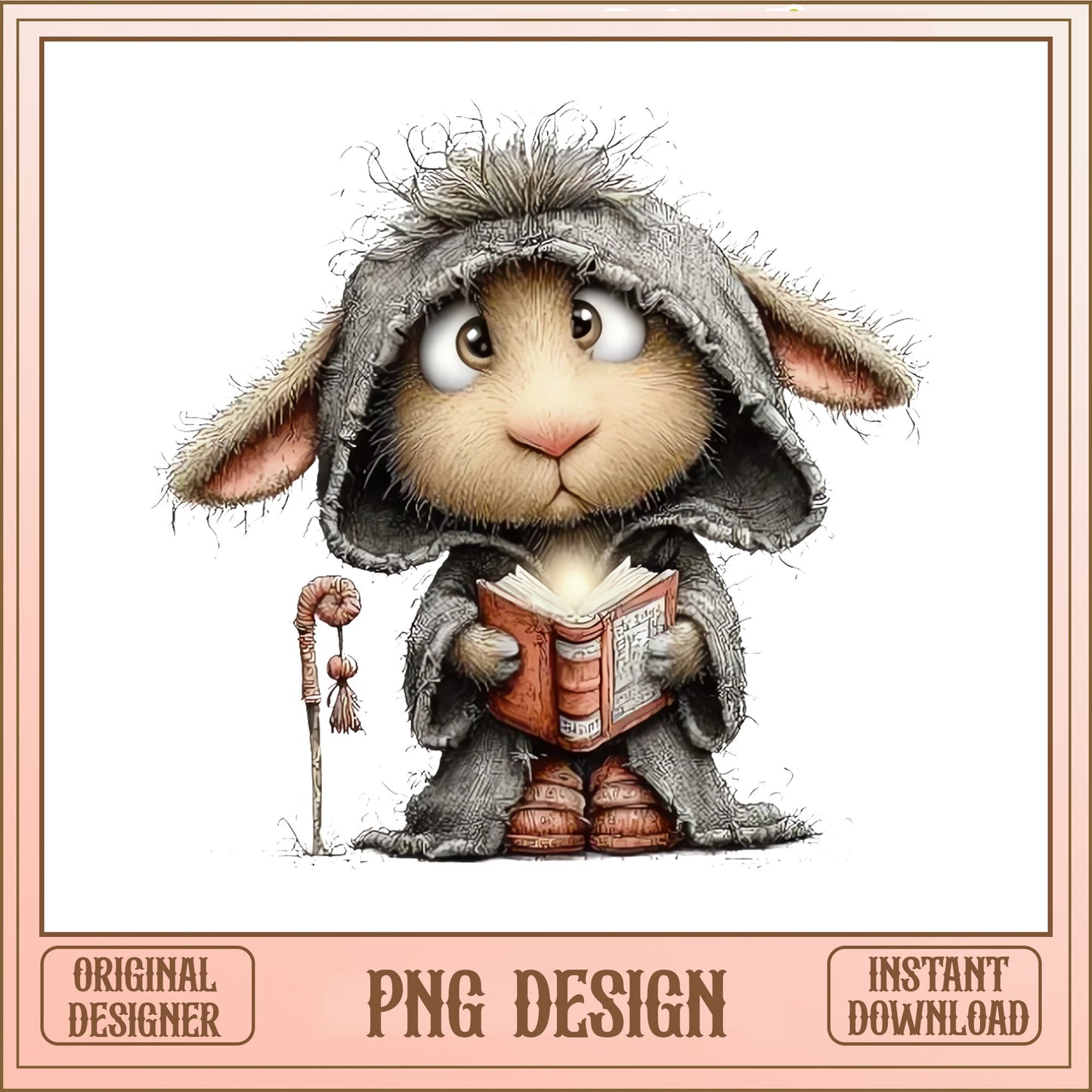 Cute Wizard Bunny PNG, Magic Rabbit Clipart, Fantasy Animal PNG