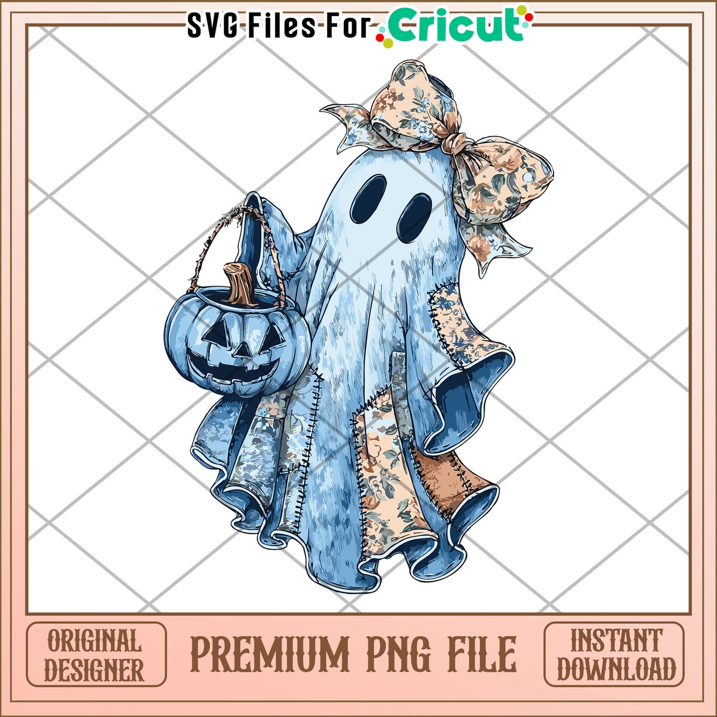 Cute blue ghost png, halloween candy png, halloween decor png