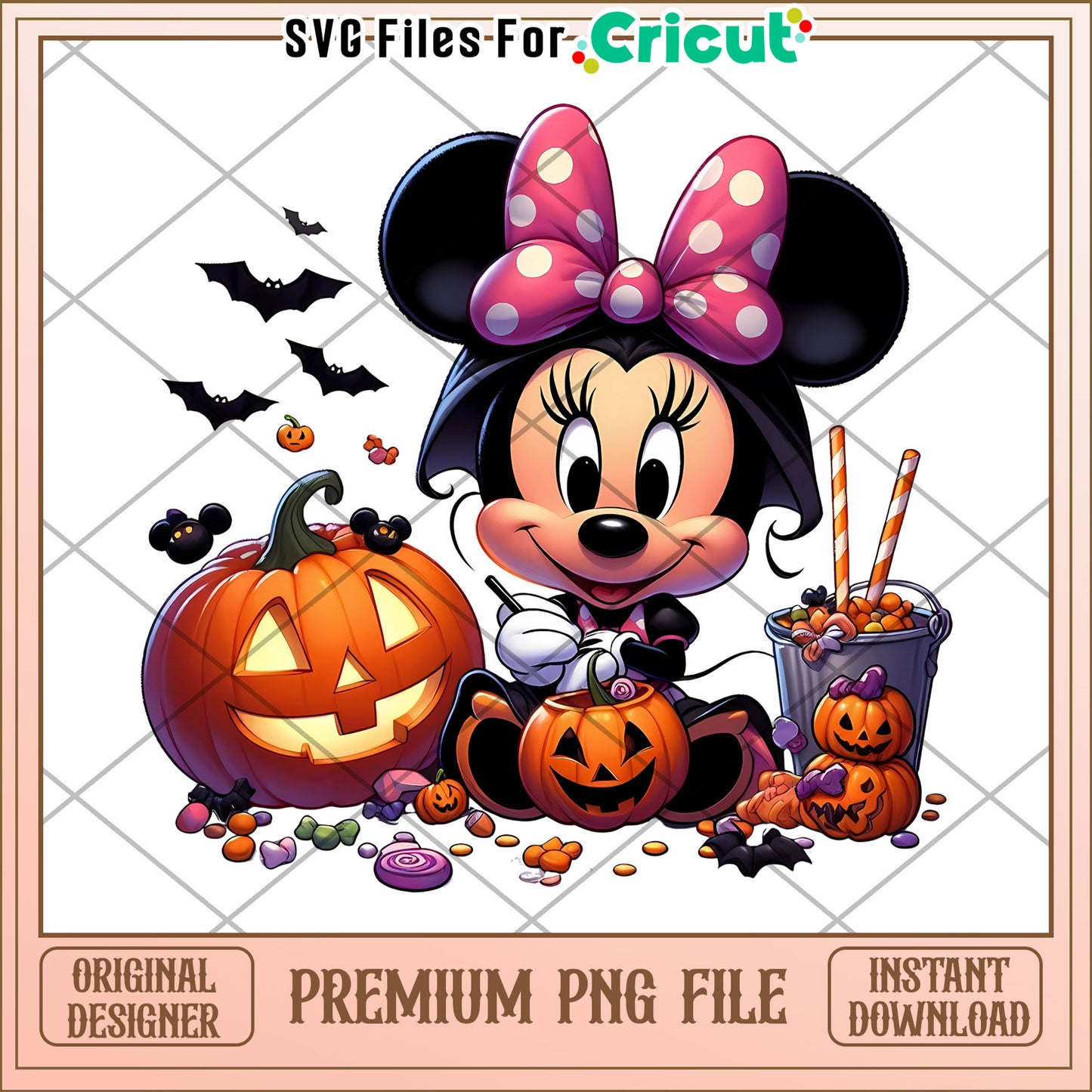 Cute chibi minnie and pumpkin png, halloween characters png, cute halloween design png