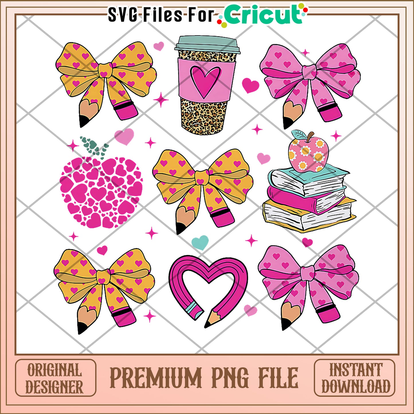 Cute design school png, cute stationery design png, back to school items png